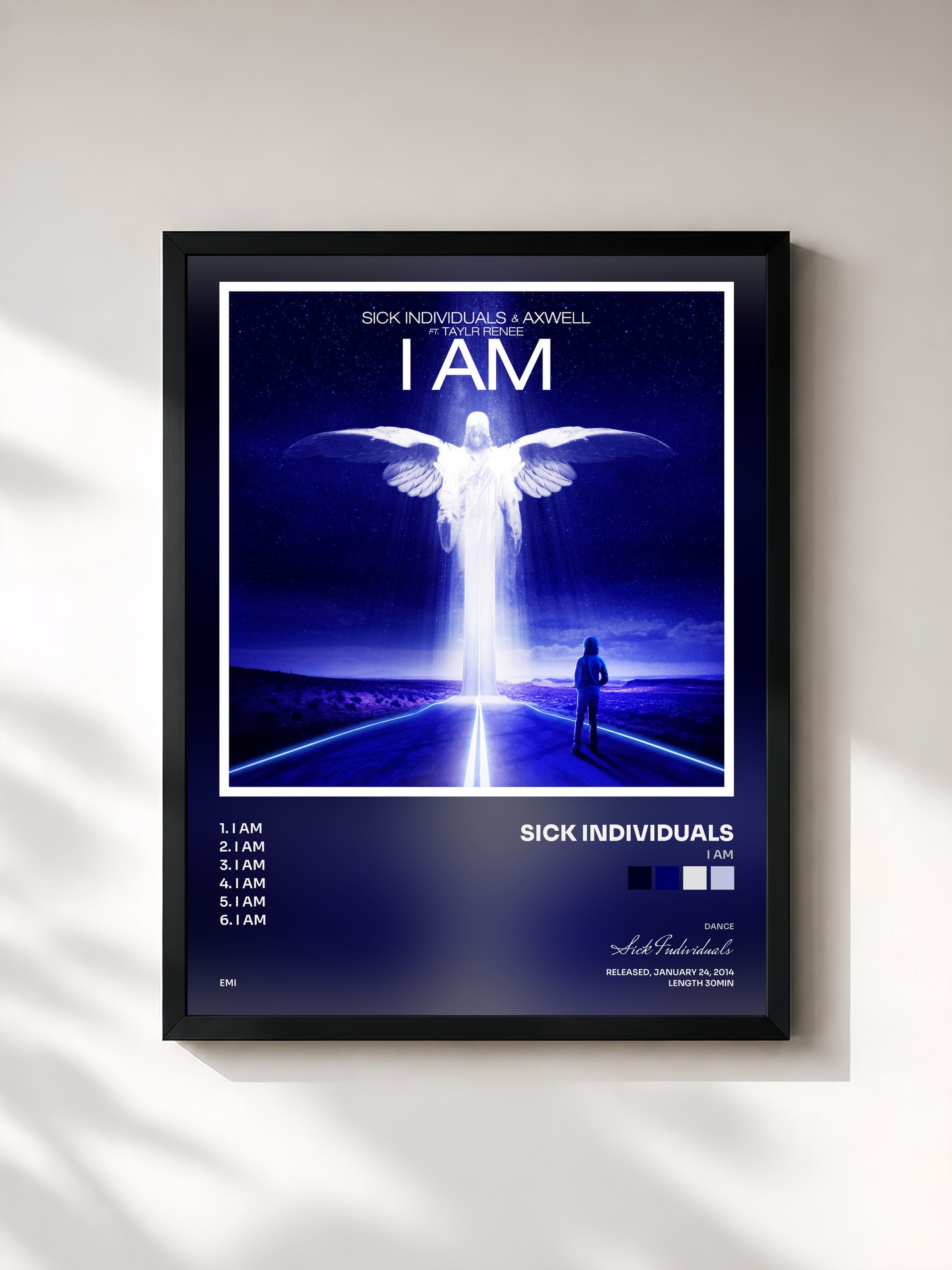 #noir Tableau de l'album I Am de Sick Individuals, cadre noir, imprimé et encadré en France