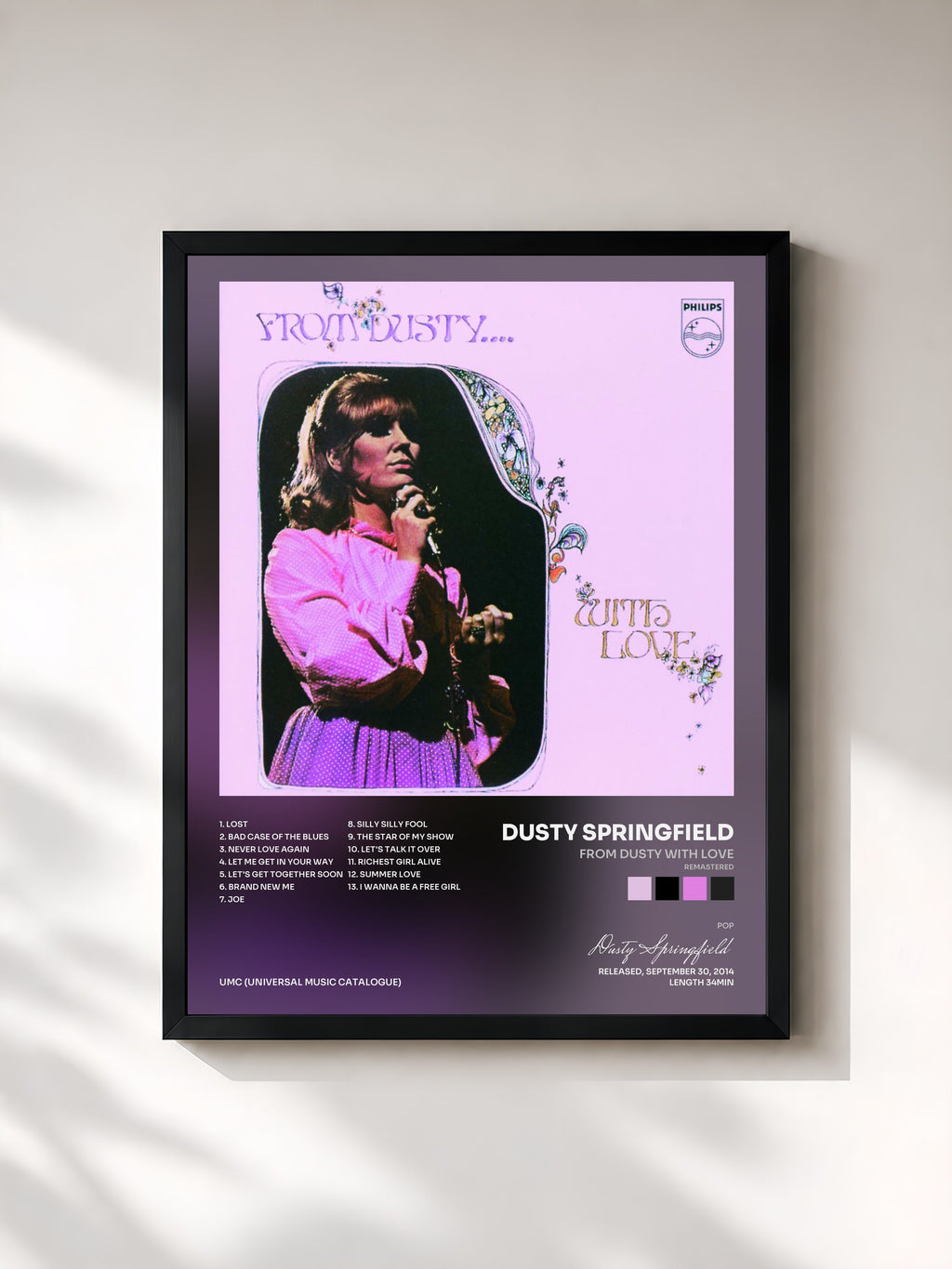 #noir Tableau de l'album From Dusty With Love (Remastered) de Dusty Springfield, cadre noir, imprimé et encadré en France