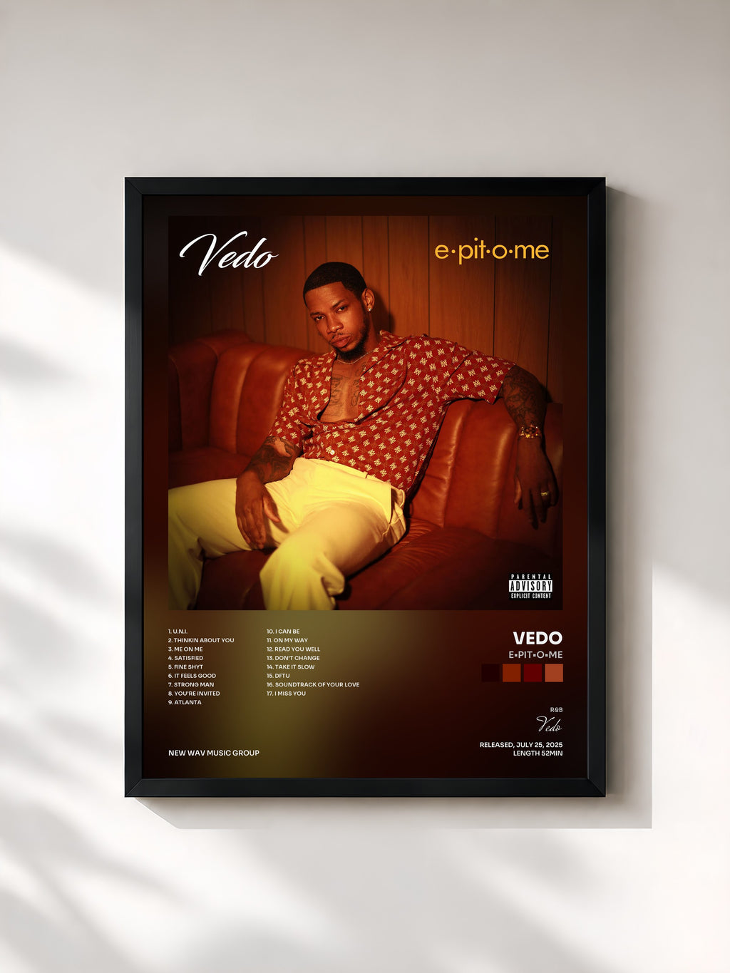 #noir Tableau de l'album e•pit•o•me de Vedo, cadre noir, imprimé et encadré en France
