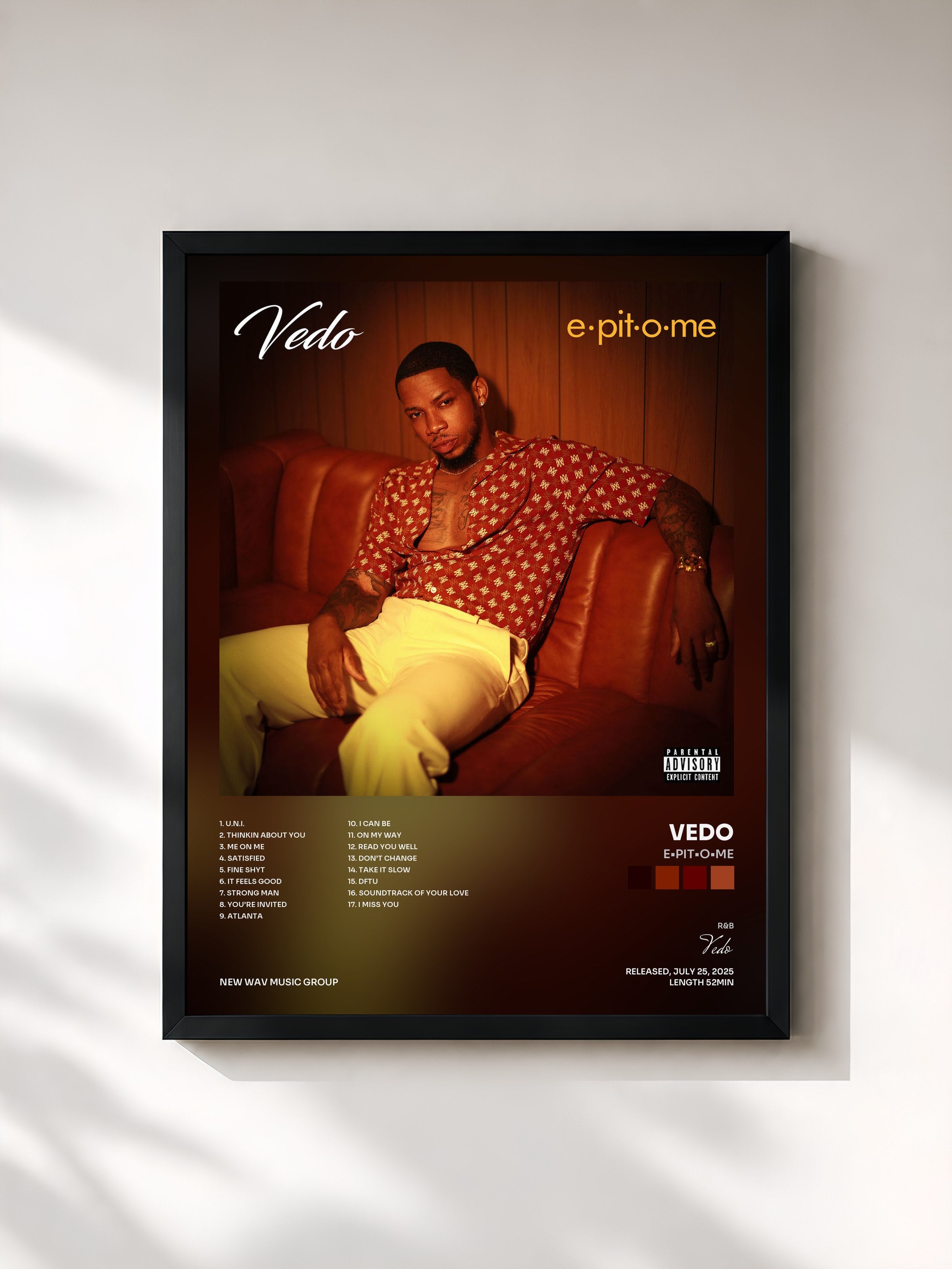 #noir Tableau de l'album e•pit•o•me de Vedo, cadre noir, imprimé et encadré en France