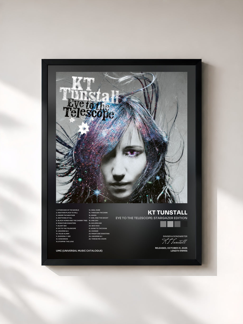 #noir Tableau de l'album Eye to the Telescope: Stargazer Edition de KT Tunstall, cadre noir, imprimé et encadré en France