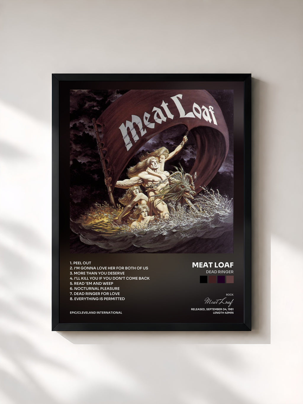 #noir Tableau de l'album Dead Ringer de Meat Loaf, cadre noir, imprimé et encadré en France