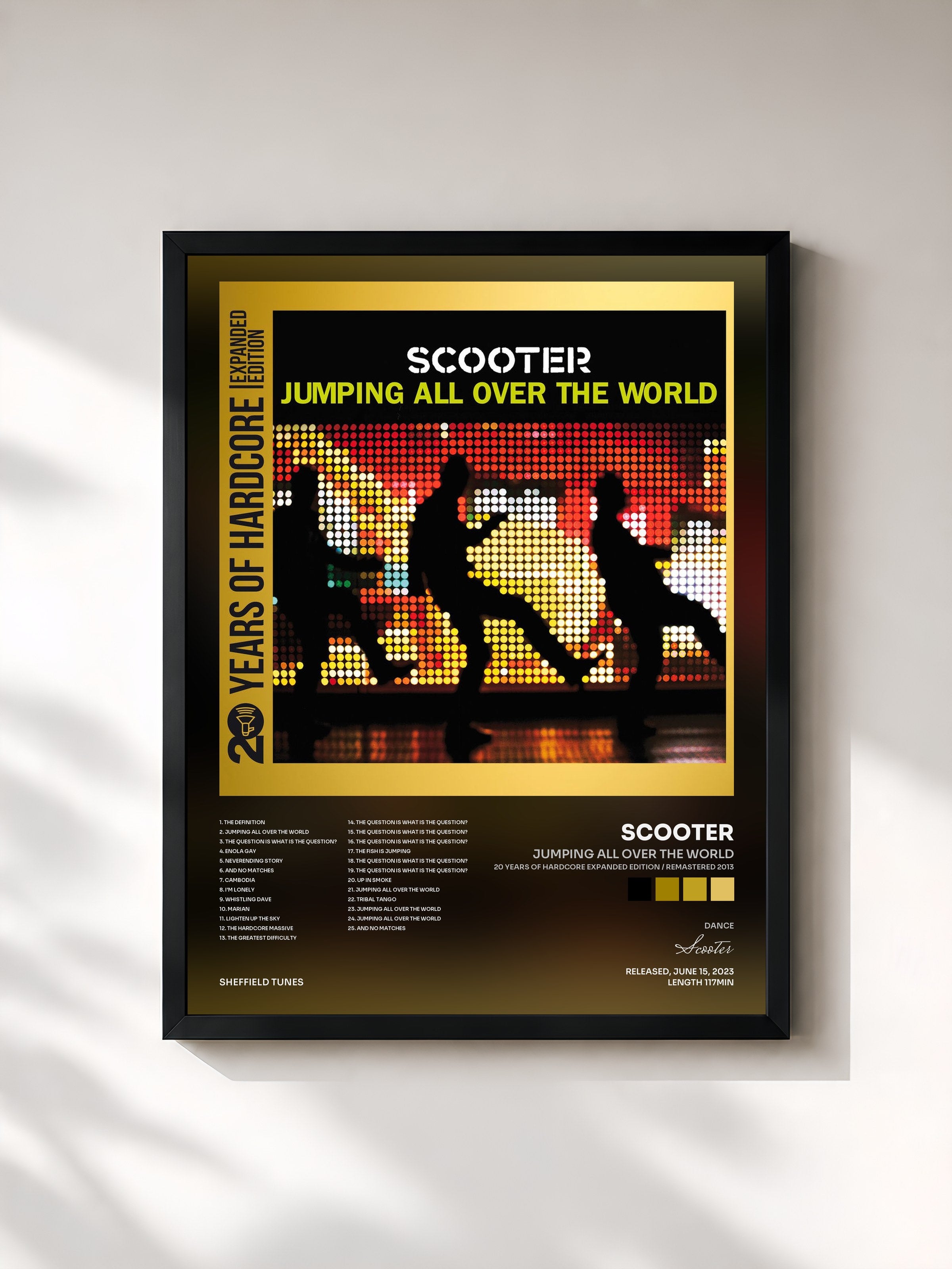 #noir Tableau de l'album Jumping All Over The World (20 Years Of Hardcore Expanded Edition / Remastered 2013) de Scooter, cadre noir, imprimé et encadré en France