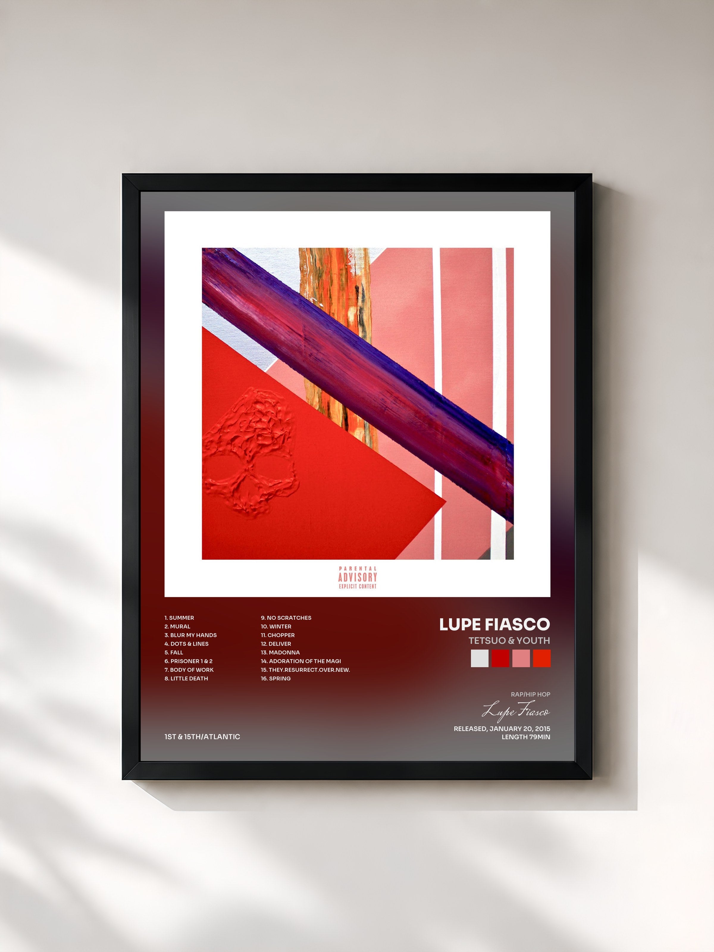 #noir Tableau de l'album Tetsuo & Youth de Lupe Fiasco, cadre noir, imprimé et encadré en France