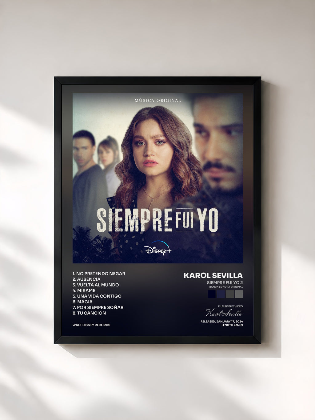 #noir Tableau de l'album Siempre Fui Yo 2 (Banda Sonora Original) de Karol Sevilla, cadre noir, imprimé et encadré en France