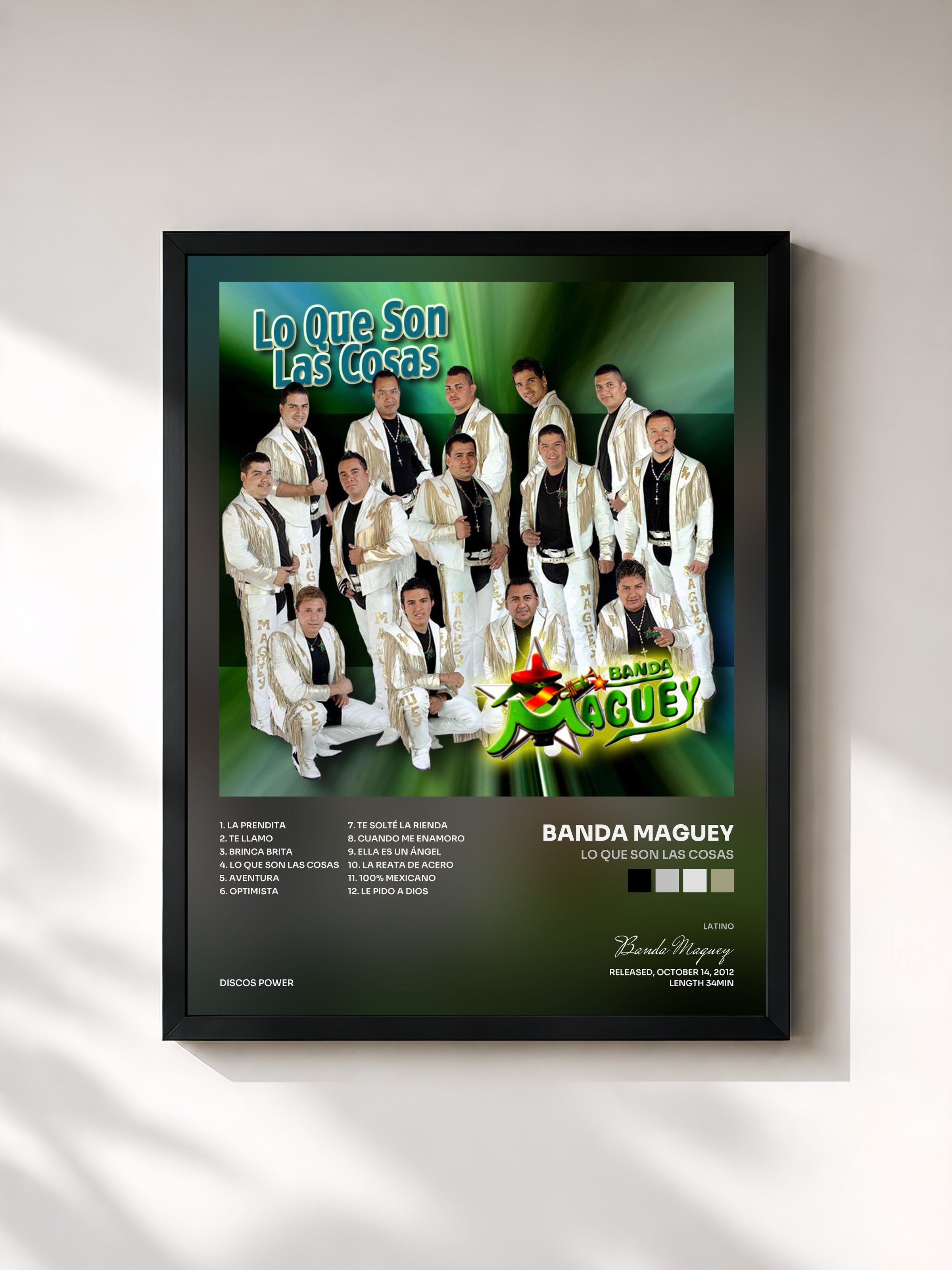 #noir Tableau de l'album Lo Que Son las Cosas de Banda Maguey, cadre noir, imprimé et encadré en France