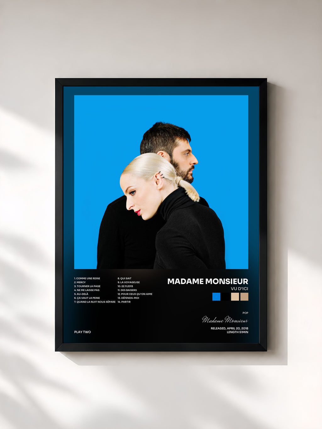 #noir Tableau de l'album Vu d'ici de Madame Monsieur, cadre noir, imprimé et encadré en France