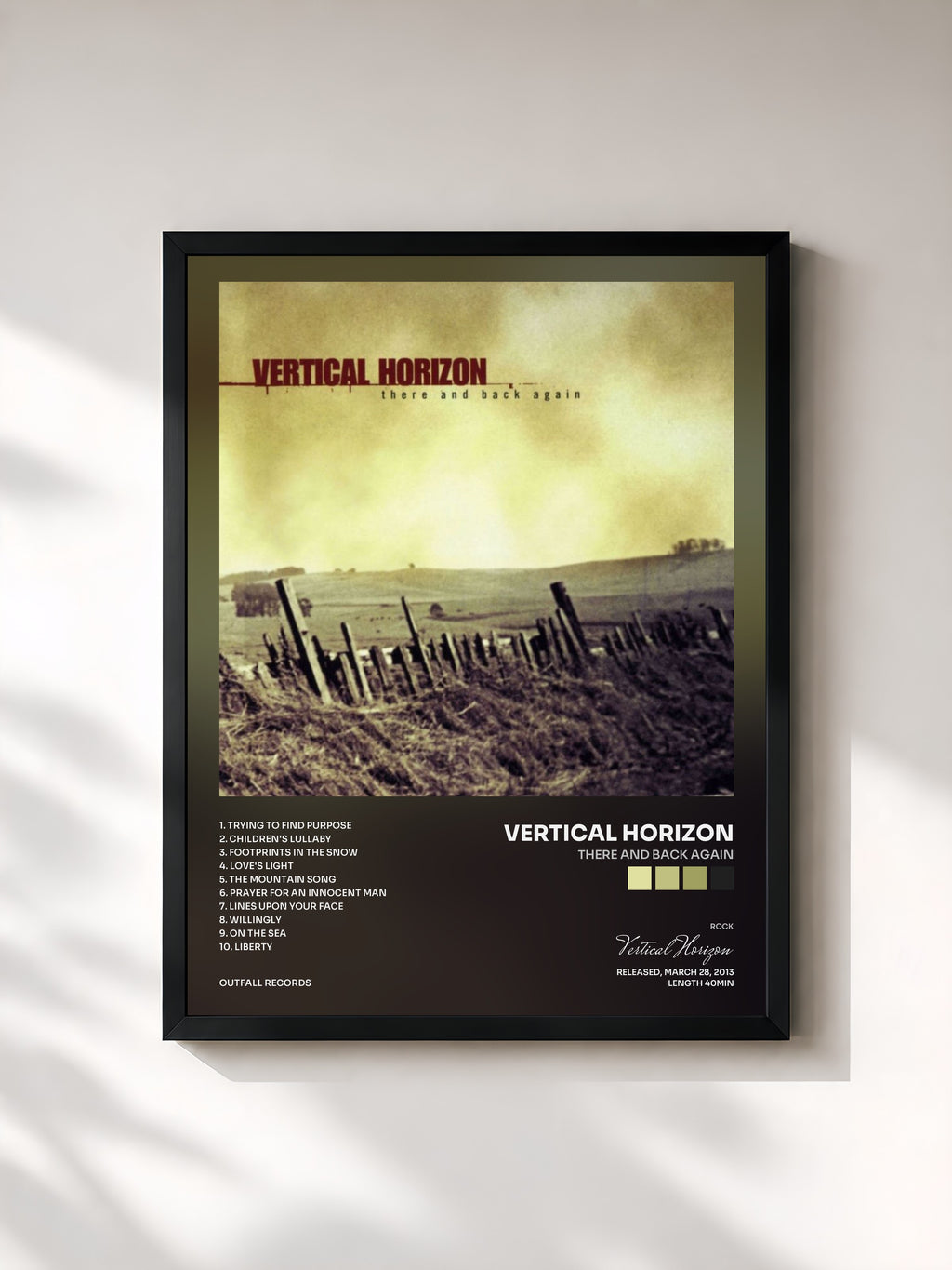 #noir Tableau de l'album There and Back Again de Vertical Horizon, cadre noir, imprimé et encadré en France