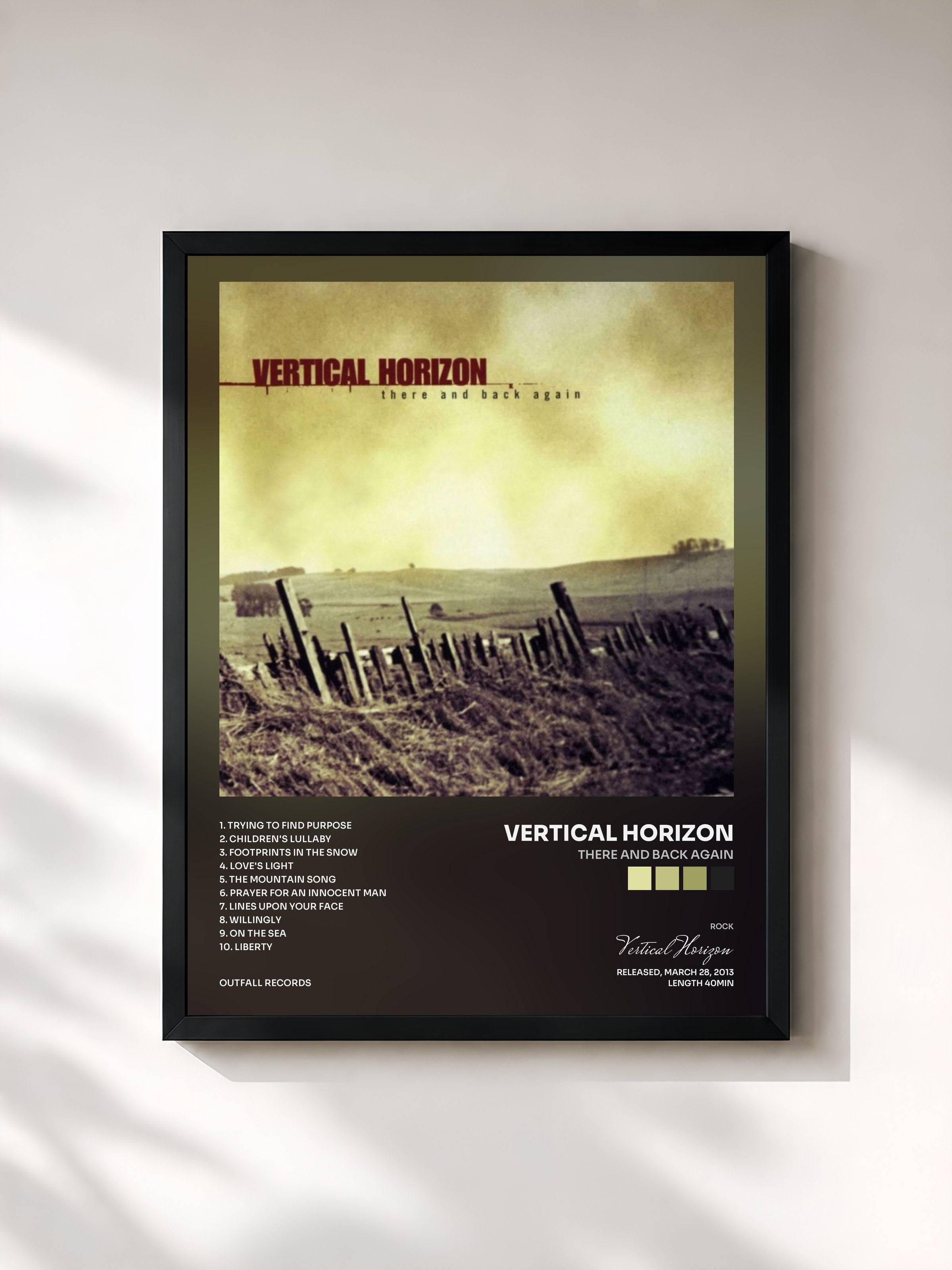 #noir Tableau de l'album There and Back Again de Vertical Horizon, cadre noir, imprimé et encadré en France