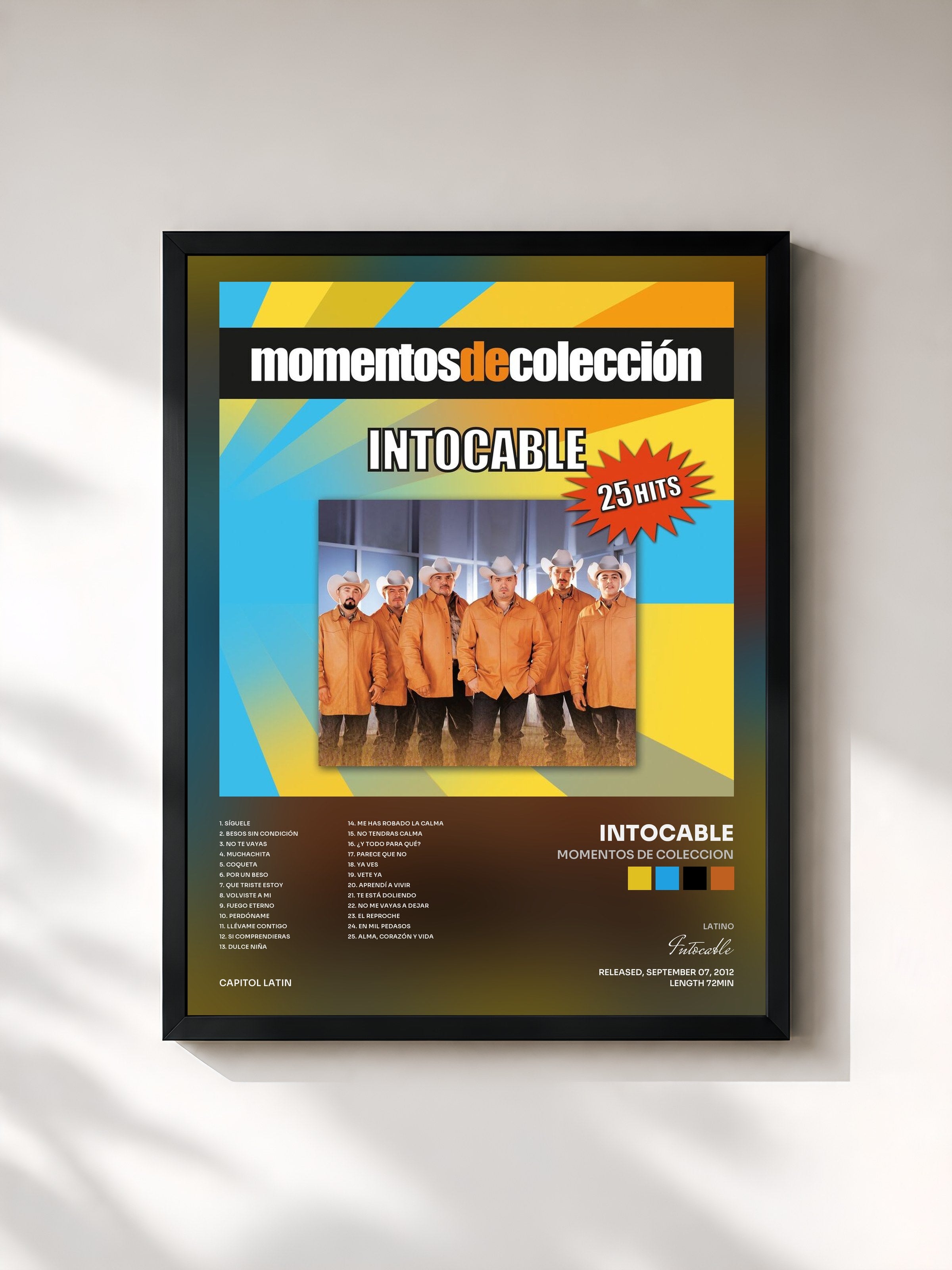 #noir Tableau de l'album Momentos De Coleccion de Intocable, cadre noir, imprimé et encadré en France