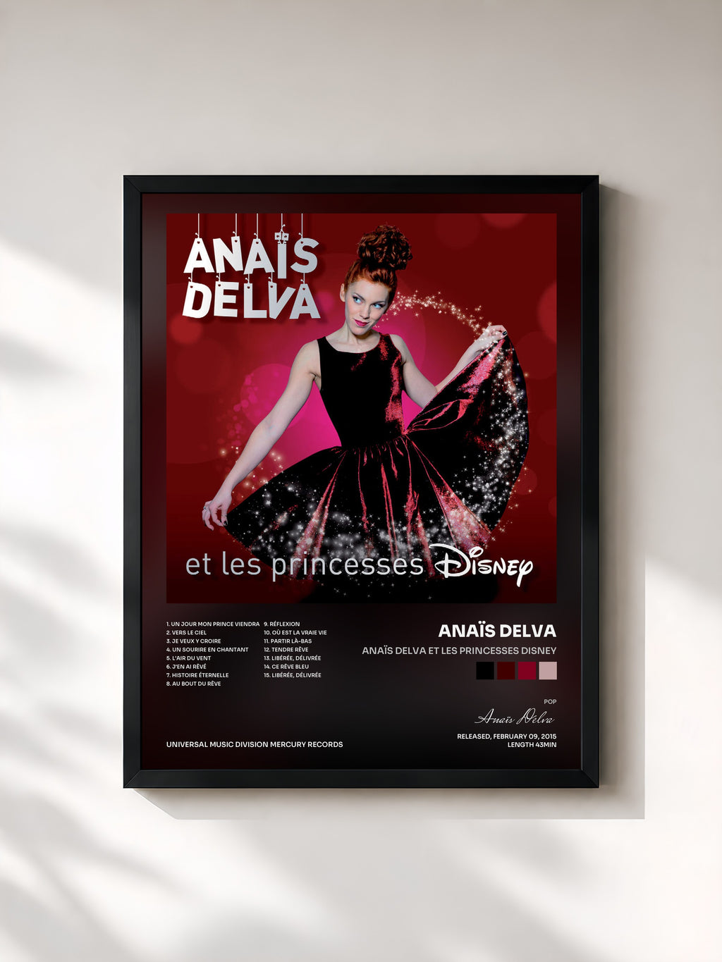 #noir Tableau de l'album Anaïs Delva et les princesses Disney de Anaïs Delva, cadre noir, imprimé et encadré en France