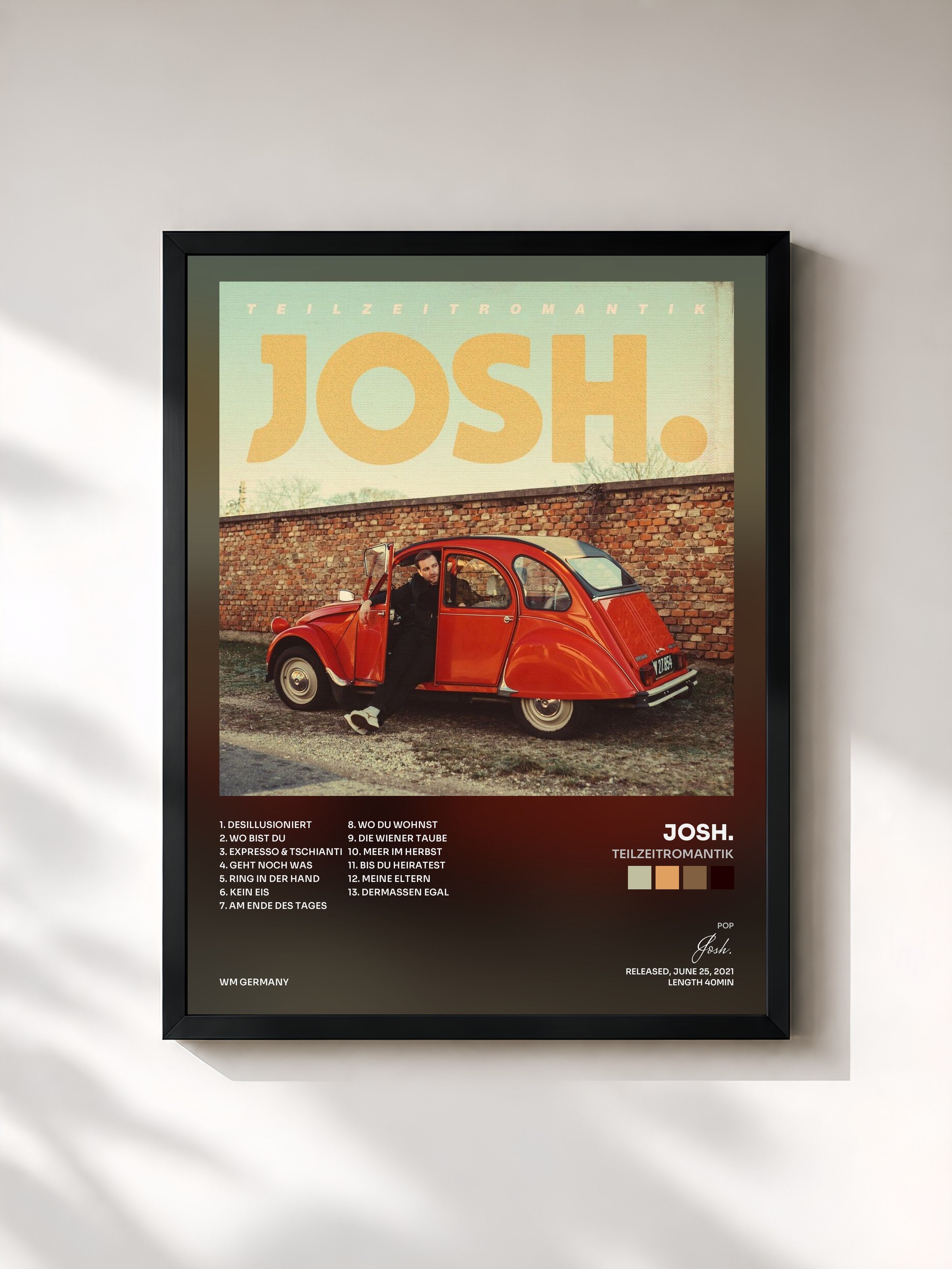 #noir Tableau de l'album Teilzeitromantik de Josh., cadre noir, imprimé et encadré en France