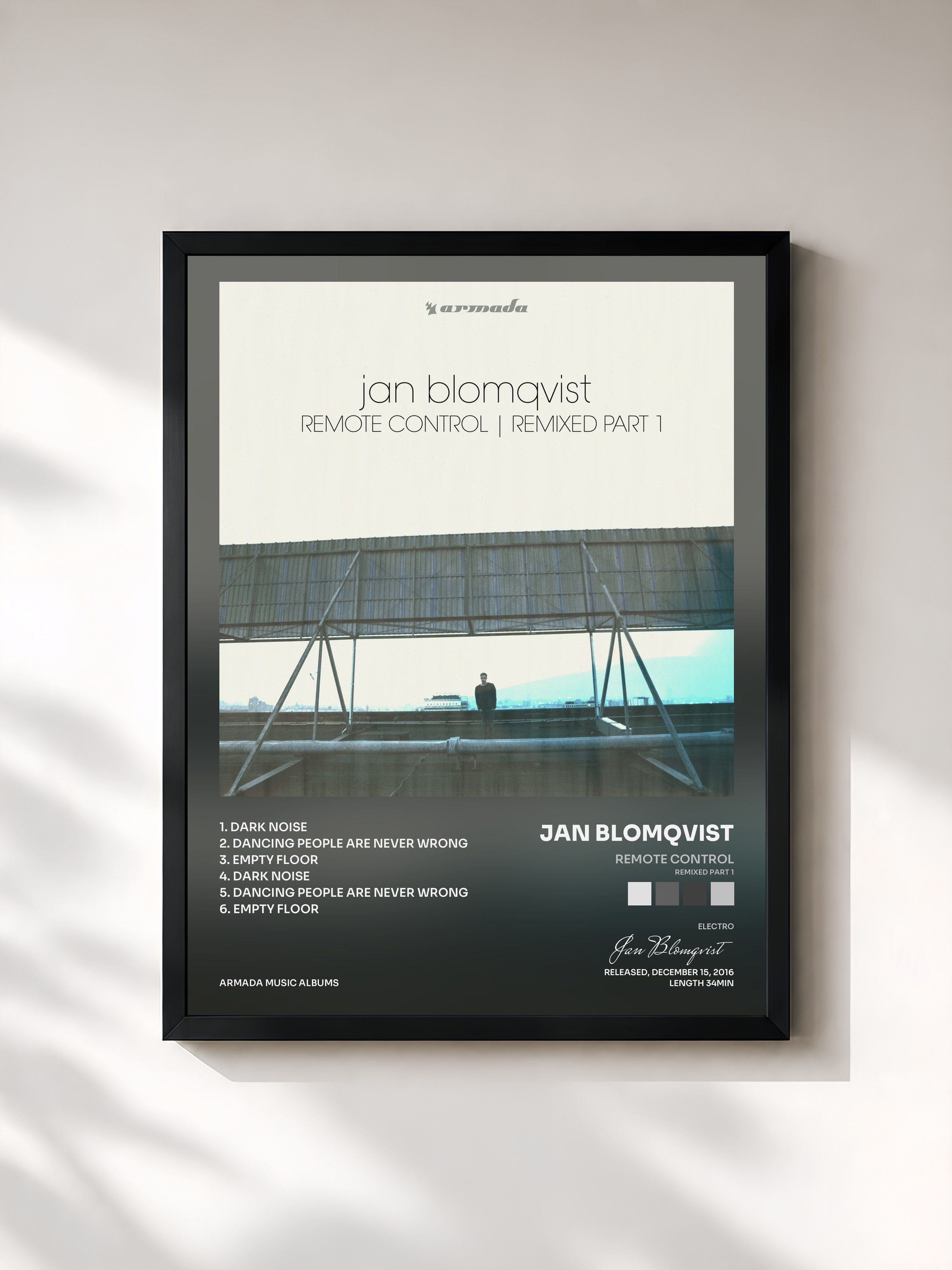 #noir Tableau de l'album Remote Control (Remixed Part 1) de Jan Blomqvist, cadre noir, imprimé et encadré en France