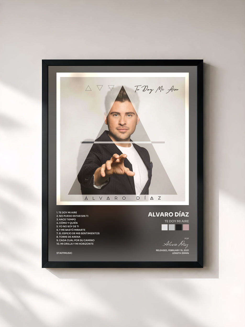 #noir Tableau de l'album Te doy mi aire de Alvaro Díaz, cadre noir, imprimé et encadré en France