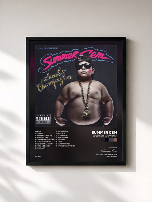 Summer Cem · Sucuk & Champagner — Affiche encadrée