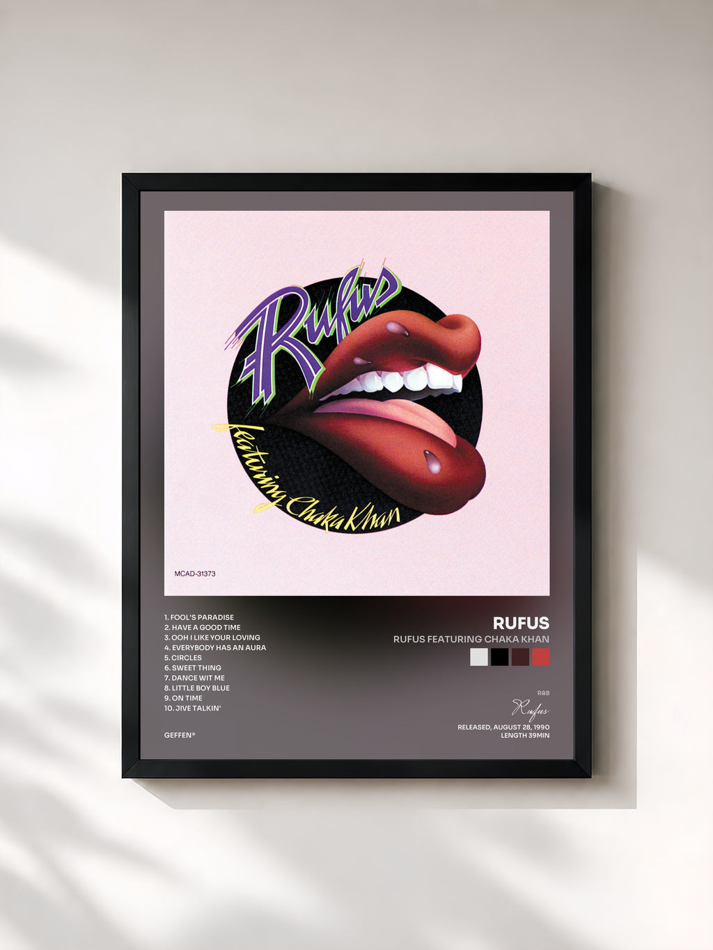 #noir Tableau de l'album Rufus Featuring Chaka Khan de Rufus, cadre noir, imprimé et encadré en France