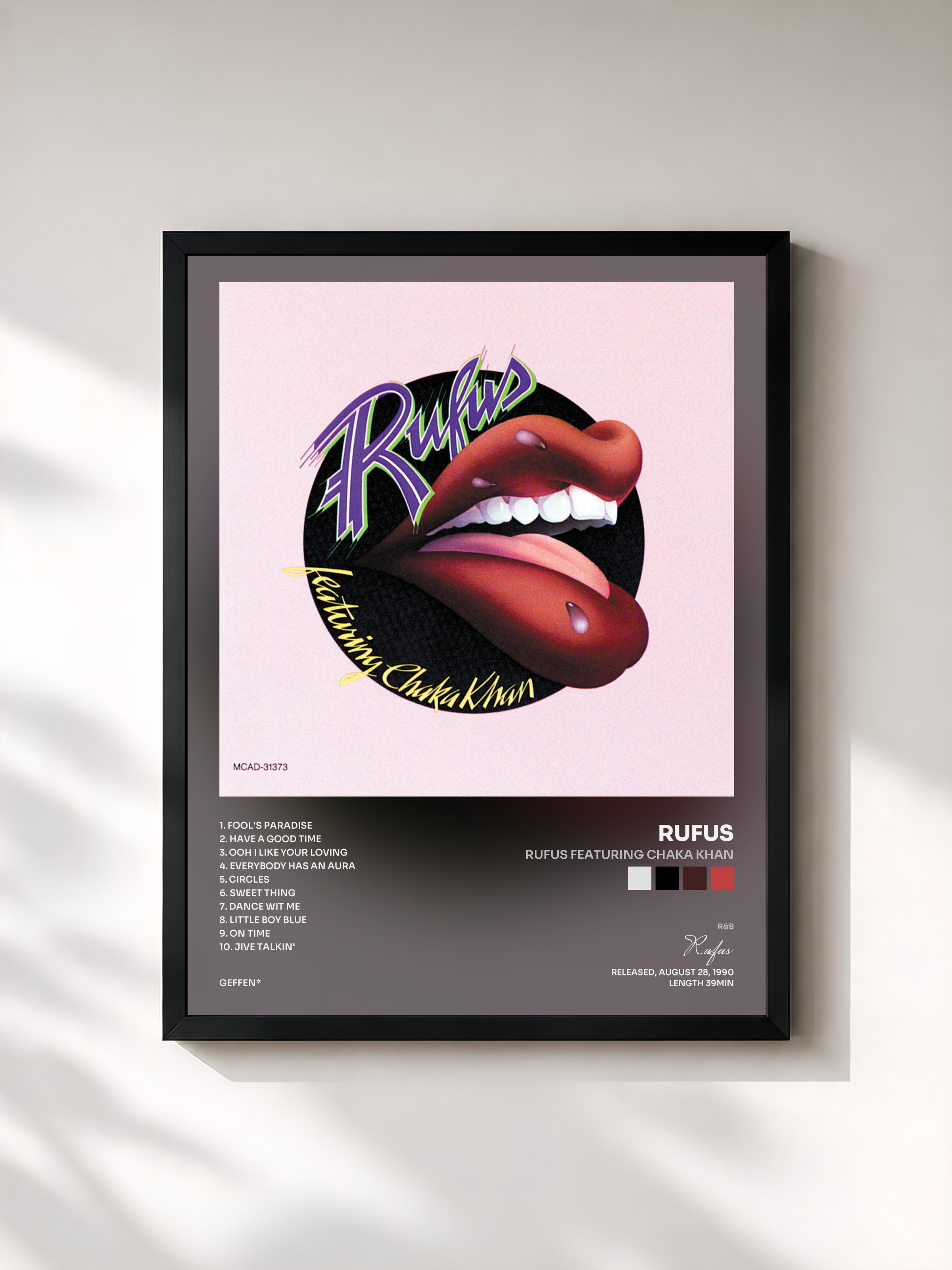 #noir Tableau de l'album Rufus Featuring Chaka Khan de Rufus, cadre noir, imprimé et encadré en France