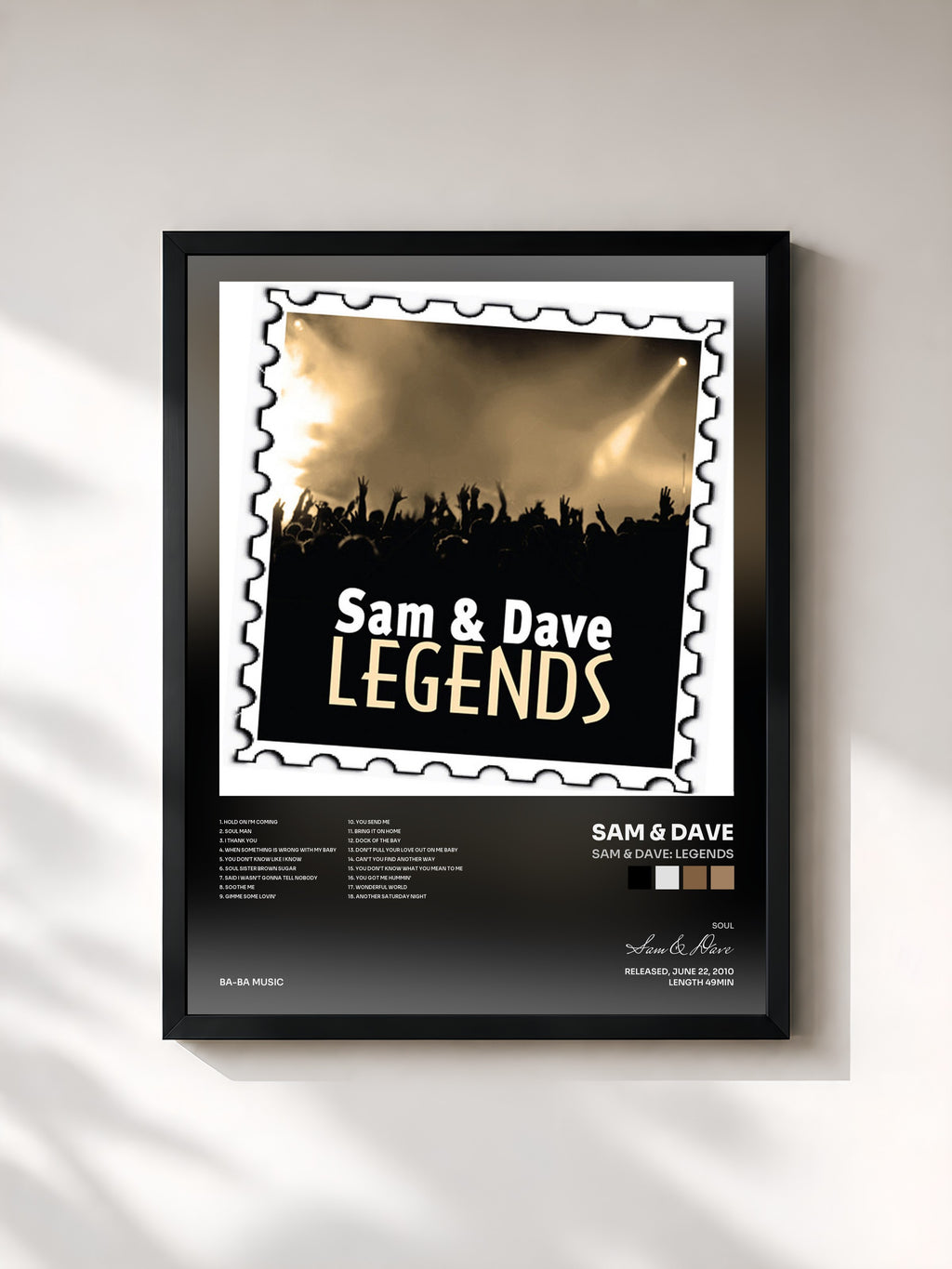 #noir Tableau de l'album Sam & Dave: Legends de Sam & Dave, cadre noir, imprimé et encadré en France