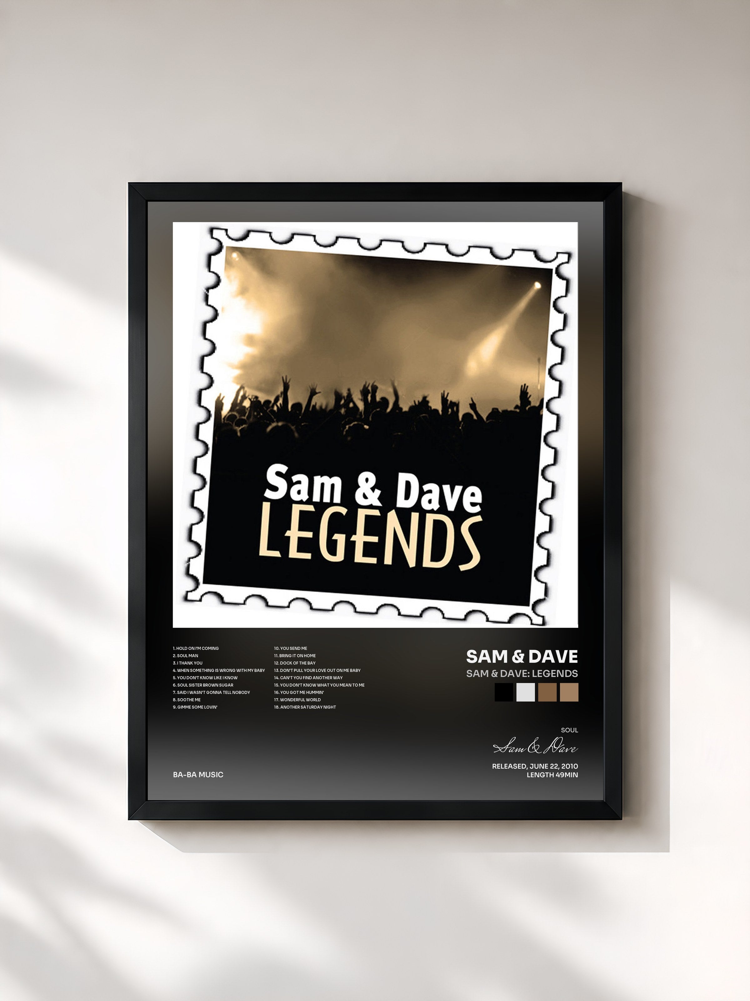 #noir Tableau de l'album Sam & Dave: Legends de Sam & Dave, cadre noir, imprimé et encadré en France