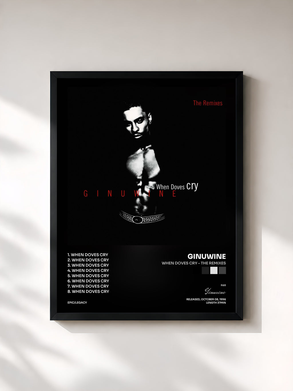 #noir Tableau de l'album When Doves Cry - The Remixes de Ginuwine, cadre noir, imprimé et encadré en France