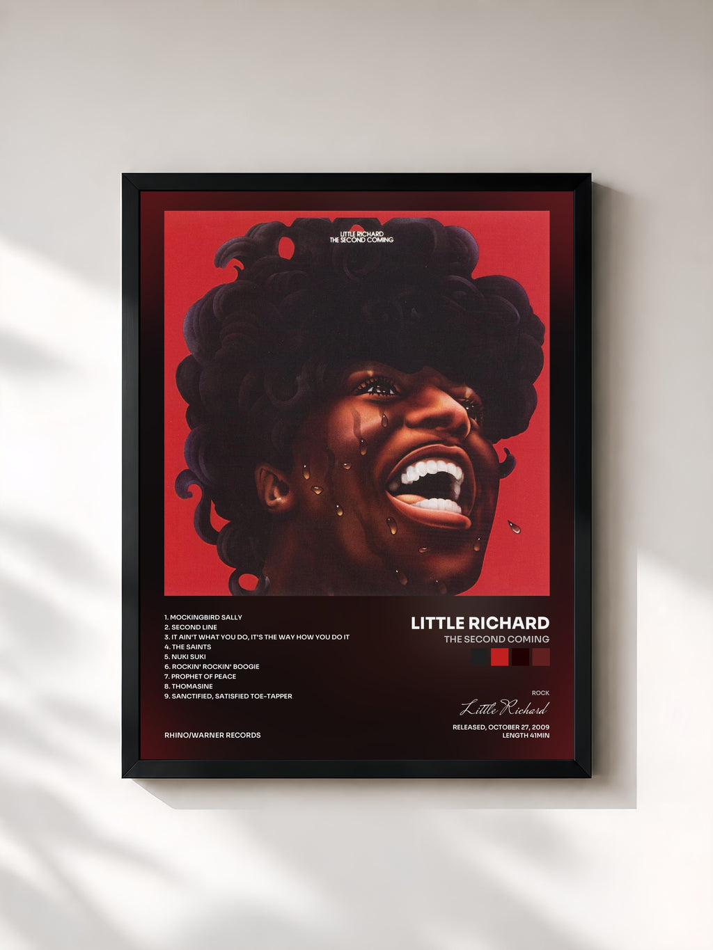 #noir Tableau de l'album The Second Coming de Little Richard, cadre noir, imprimé et encadré en France