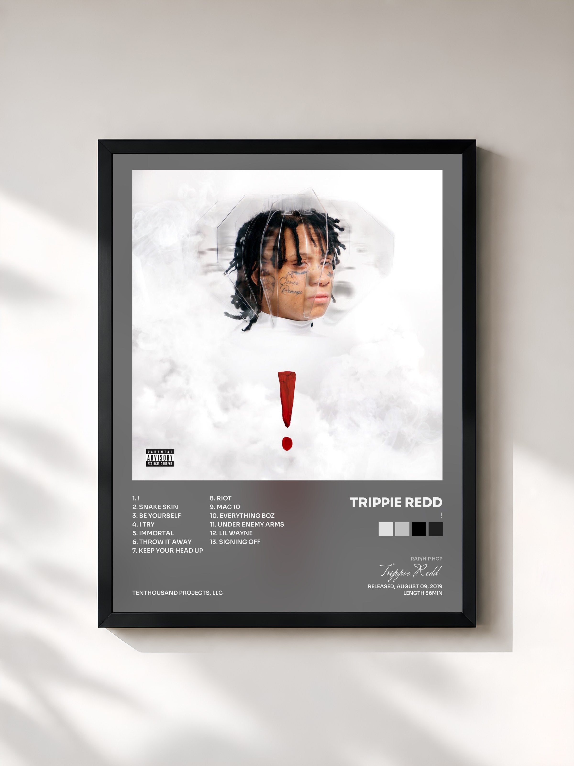 #noir Tableau de l'album ! de Trippie Redd, cadre noir, imprimé et encadré en France