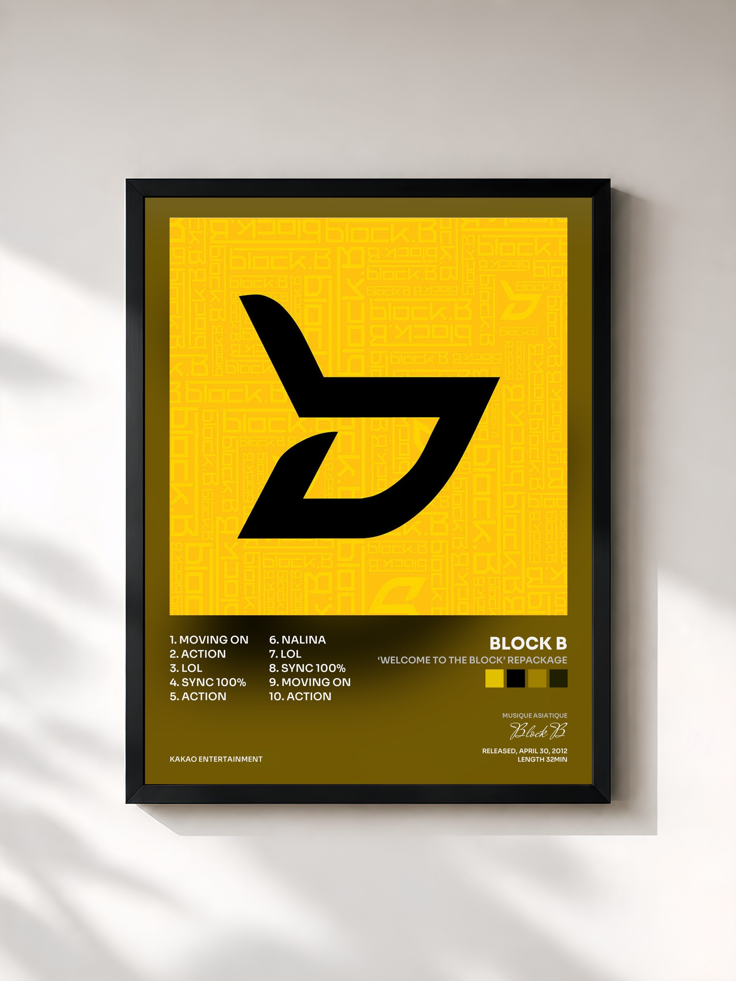 #noir Tableau de l'album ‘Welcome to the BLOCK’ Repackage de Block B, cadre noir, imprimé et encadré en France