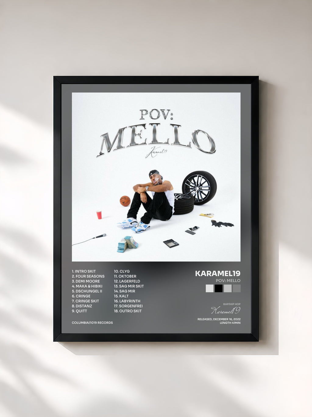 #noir Tableau de l'album POV: Mello de Karamel19, cadre noir, imprimé et encadré en France