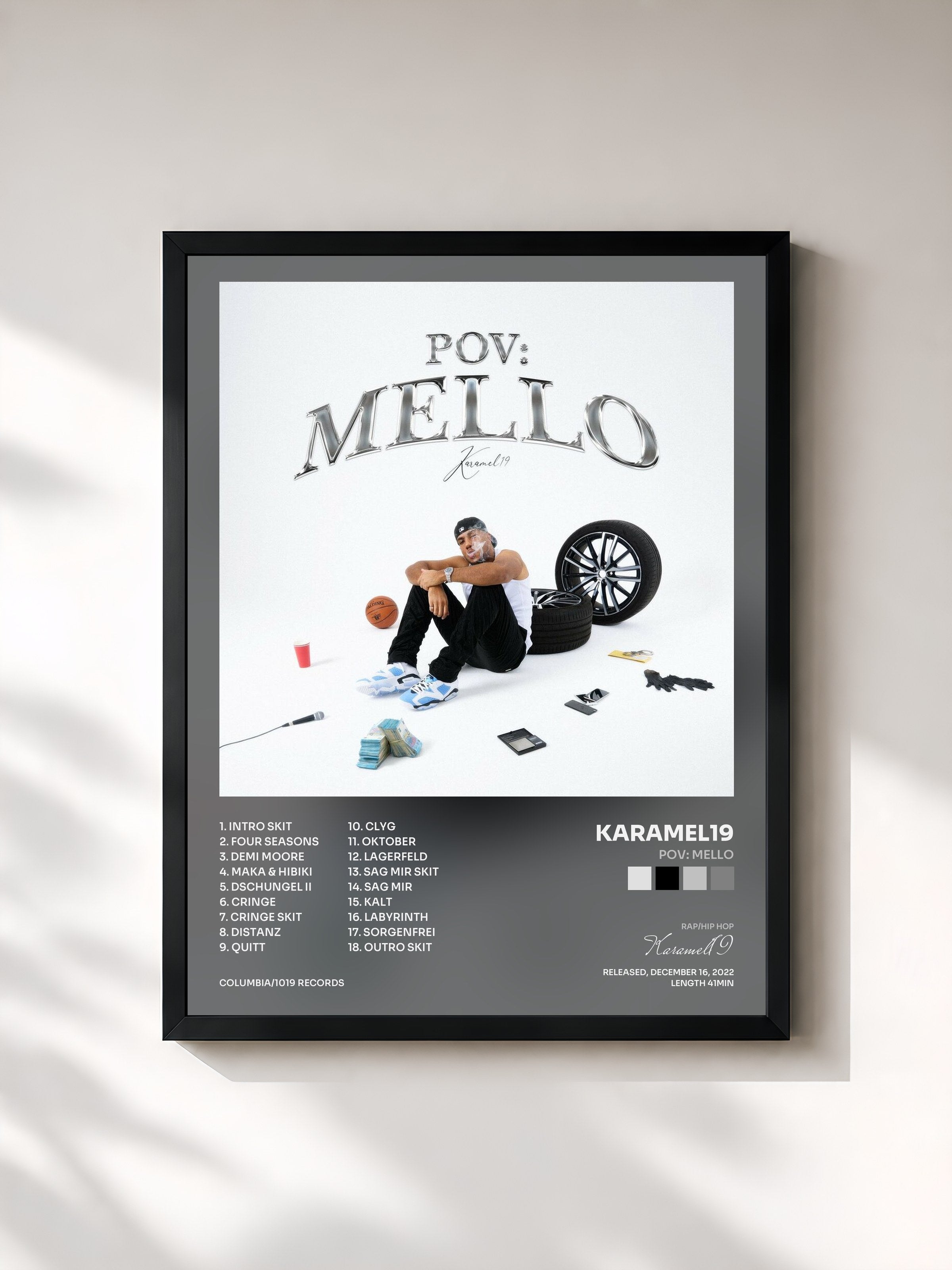 #noir Tableau de l'album POV: Mello de Karamel19, cadre noir, imprimé et encadré en France