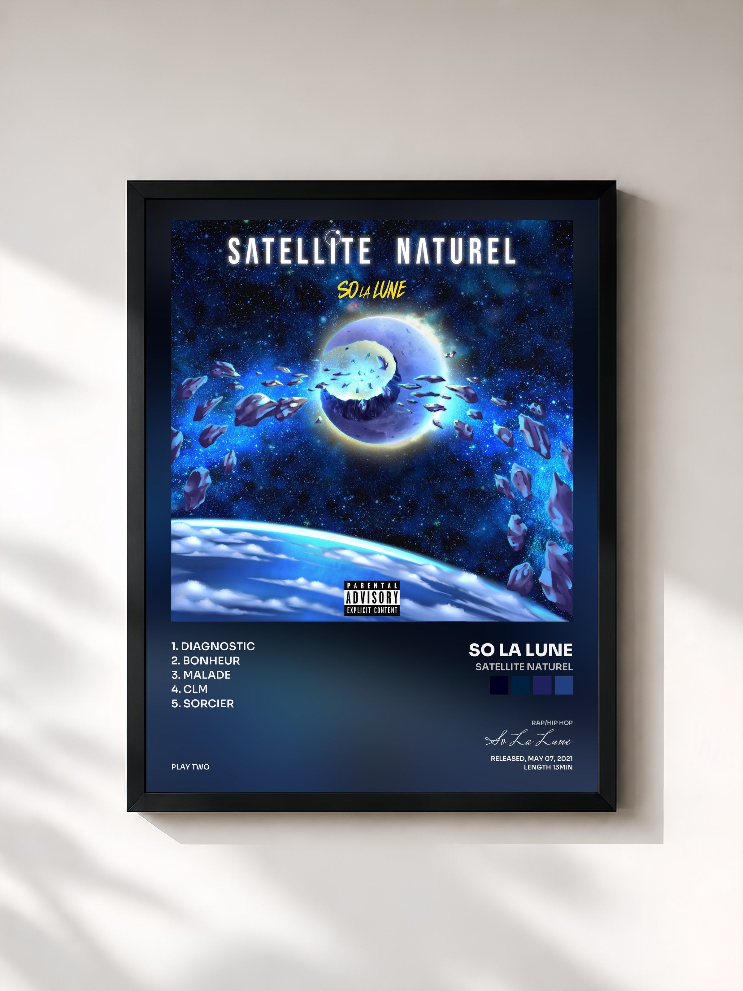 #noir Tableau de l'album Satellite naturel de So La Lune, cadre noir, imprimé et encadré en France
