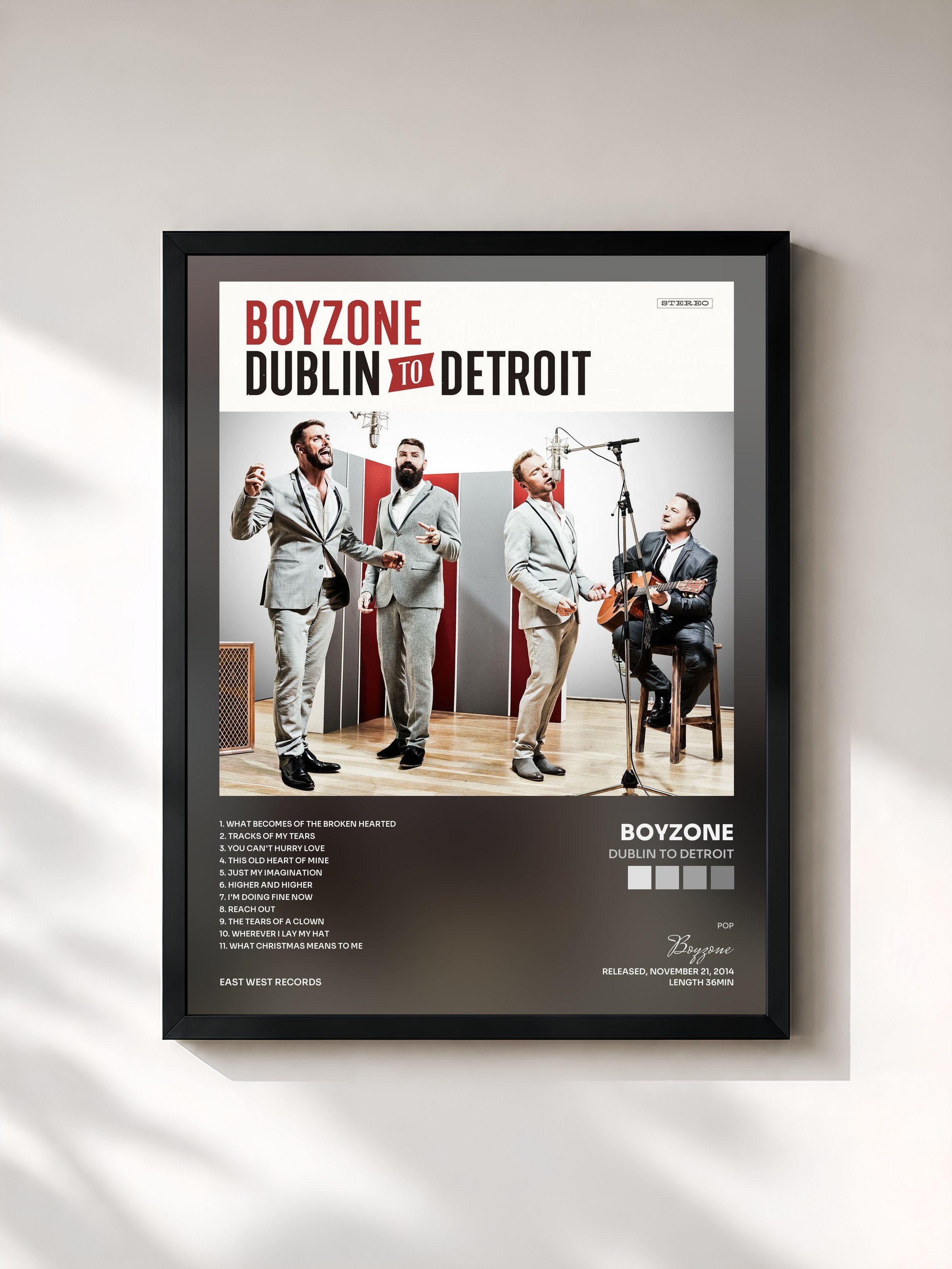 #noir Tableau de l'album Dublin to Detroit de Boyzone, cadre noir, imprimé et encadré en France