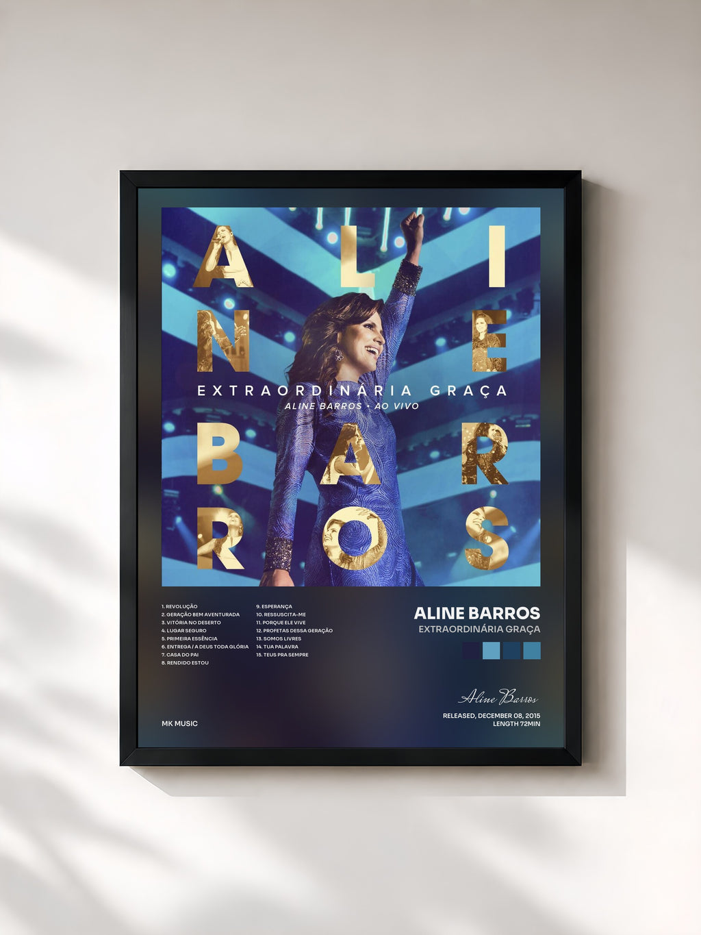 #noir Tableau de l'album Extraordinária Graça de Aline Barros, cadre noir, imprimé et encadré en France