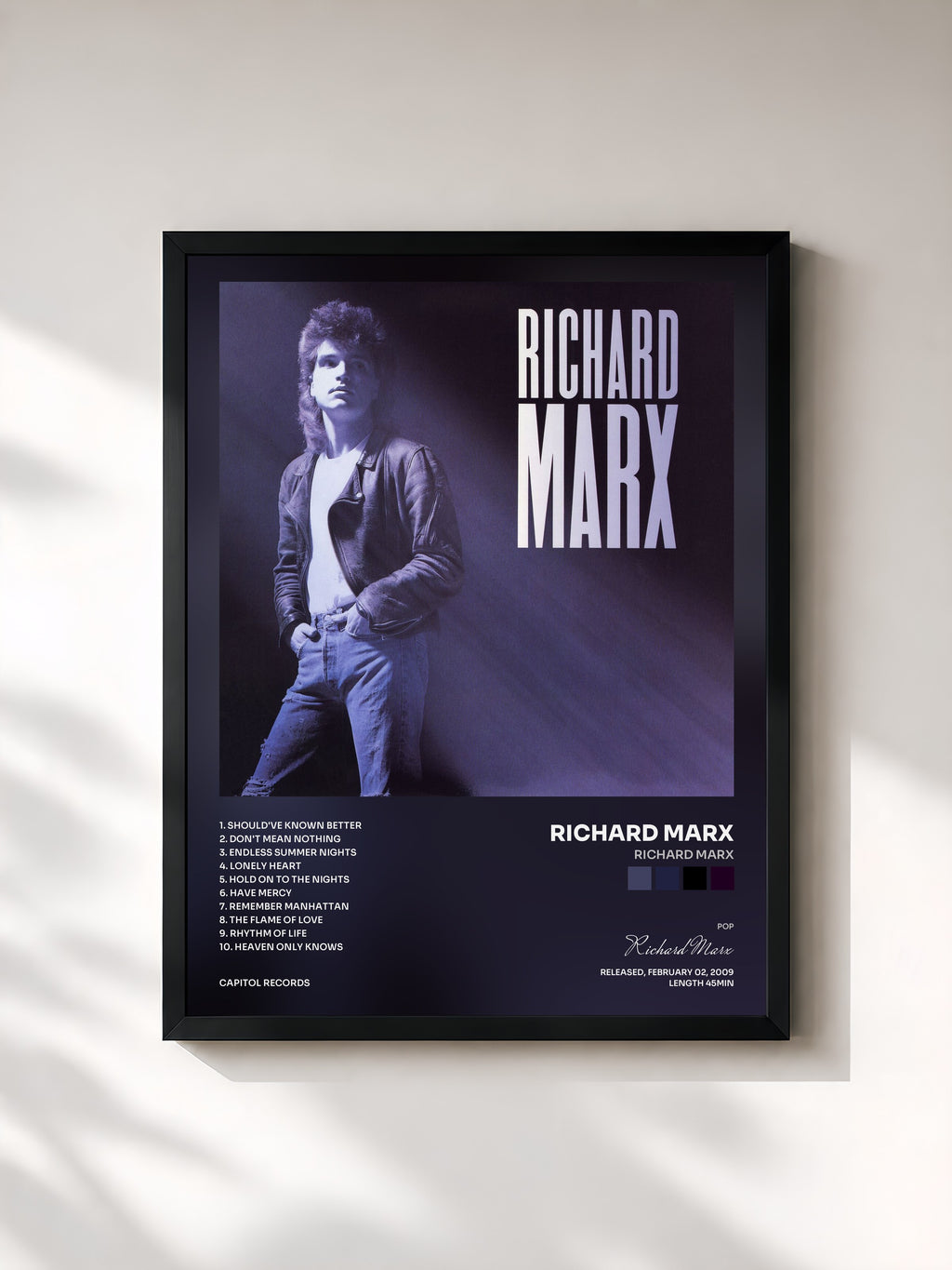 #noir Tableau de l'album Richard Marx de Richard Marx, cadre noir, imprimé et encadré en France