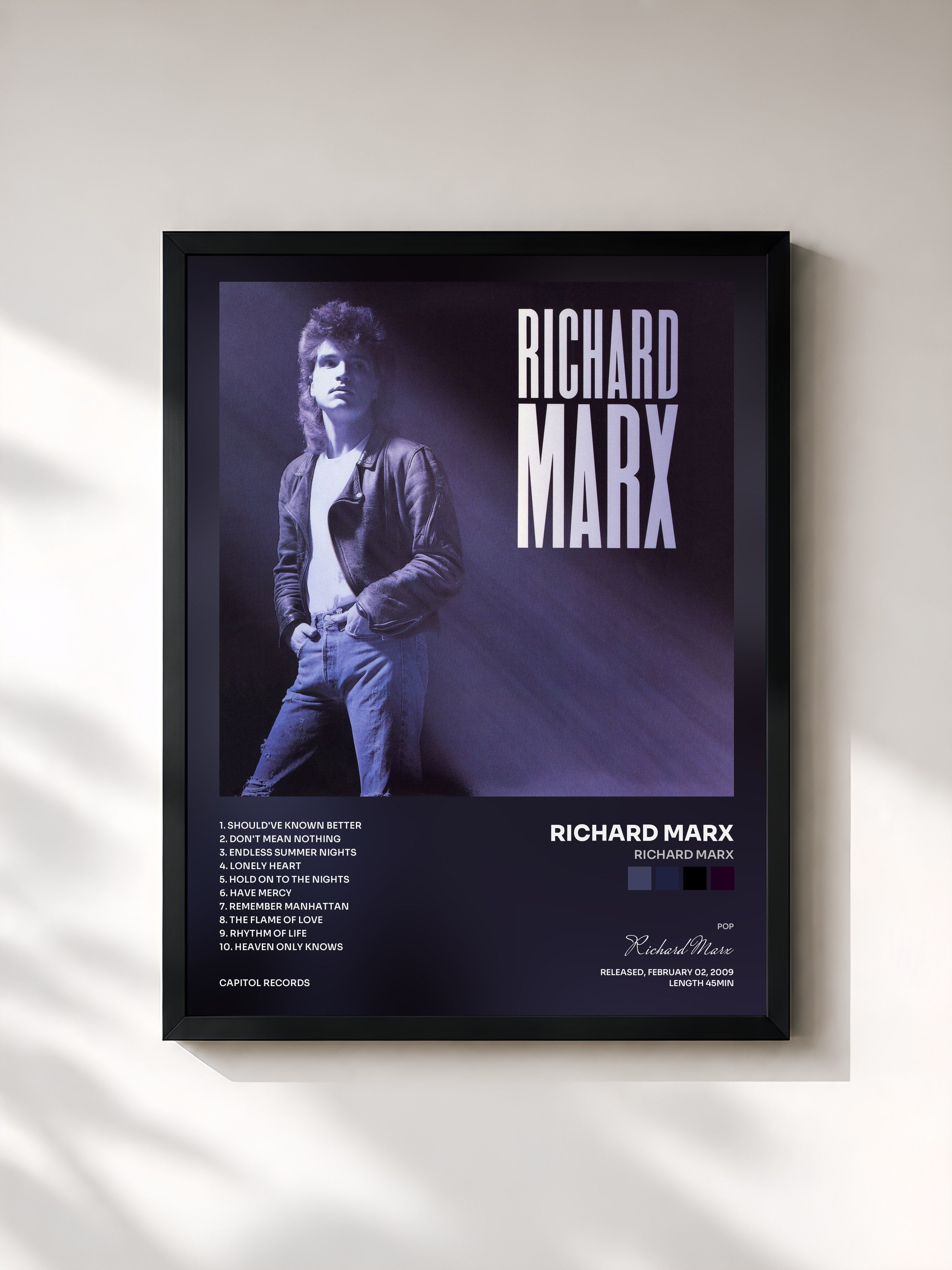 #noir Tableau de l'album Richard Marx de Richard Marx, cadre noir, imprimé et encadré en France
