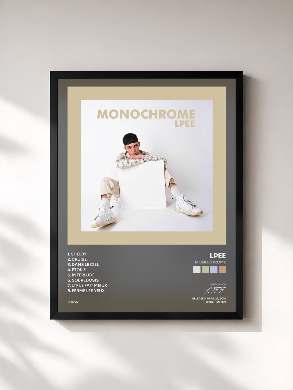 #noir Tableau de l'album Monochrome de LPEE, cadre noir, imprimé et encadré en France