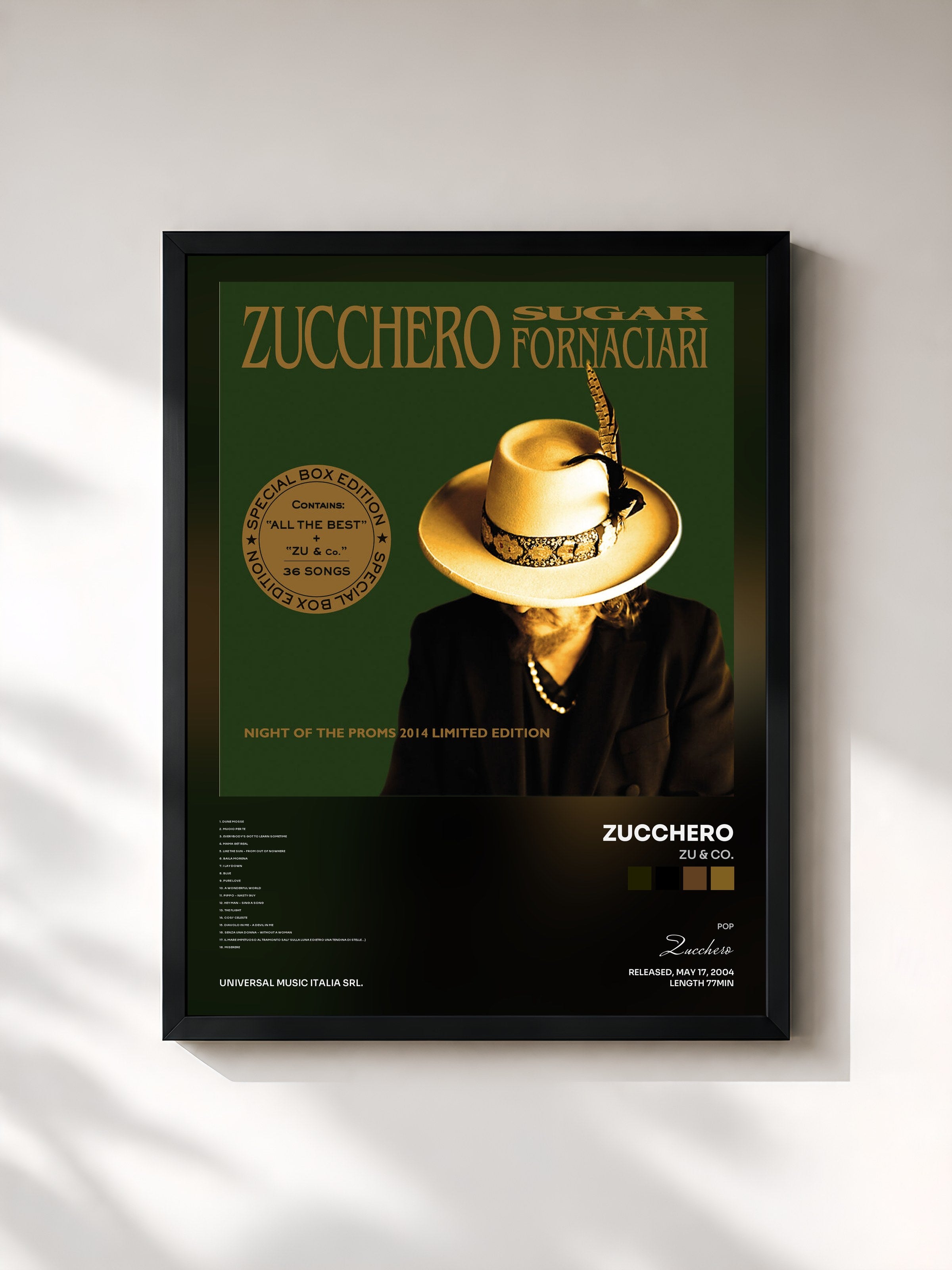 #noir Tableau de l'album Zu & Co. de Zucchero, cadre noir, imprimé et encadré en France