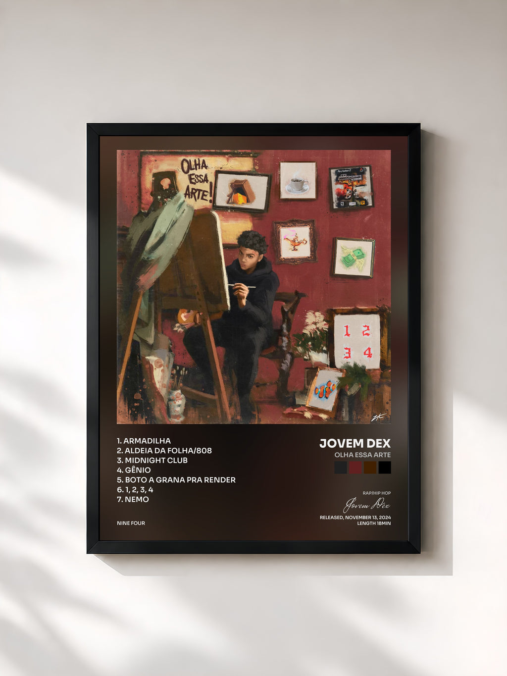 #noir Tableau de l'album Olha Essa Arte de Jovem Dex, cadre noir, imprimé et encadré en France