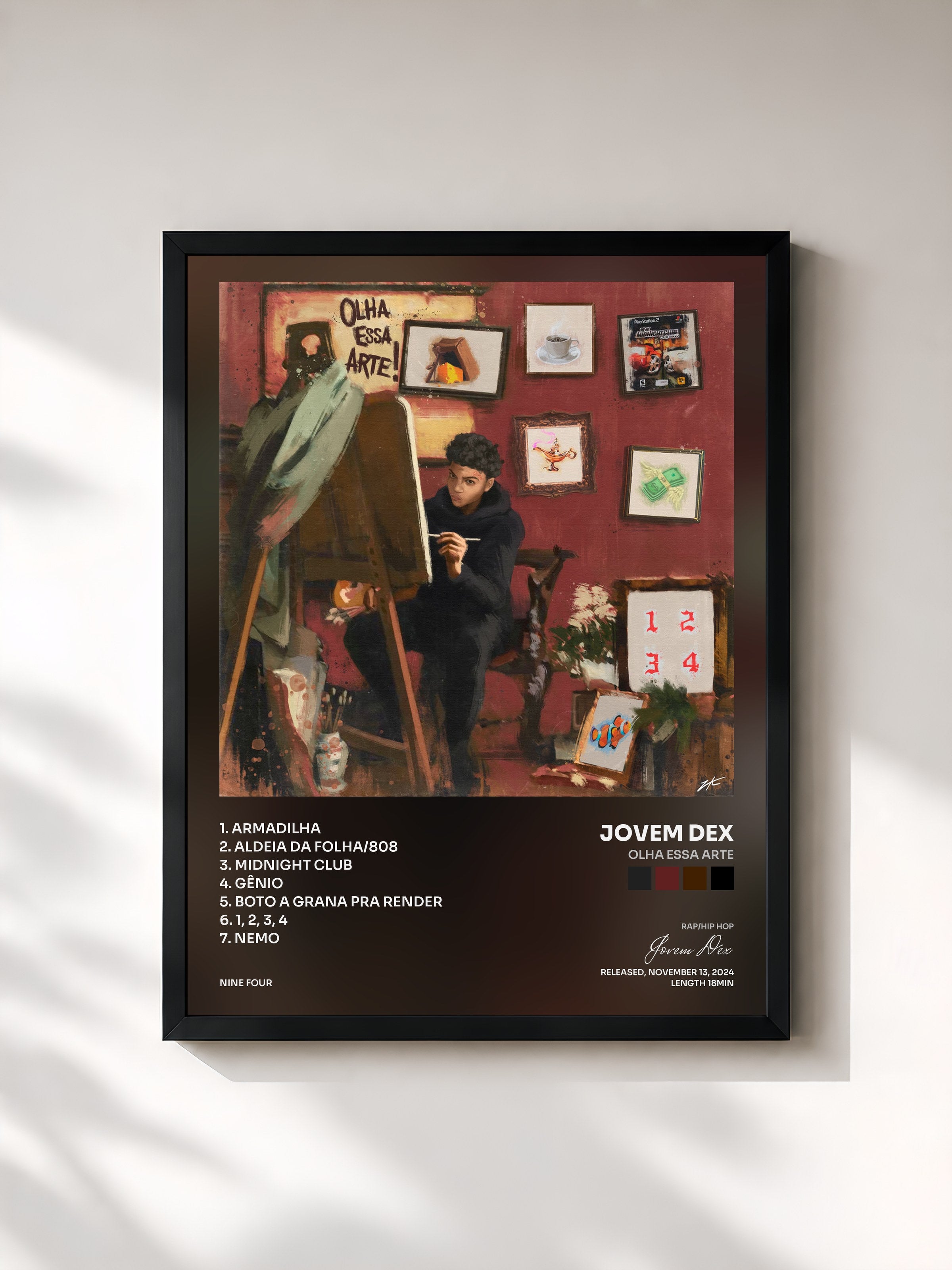 #noir Tableau de l'album Olha Essa Arte de Jovem Dex, cadre noir, imprimé et encadré en France