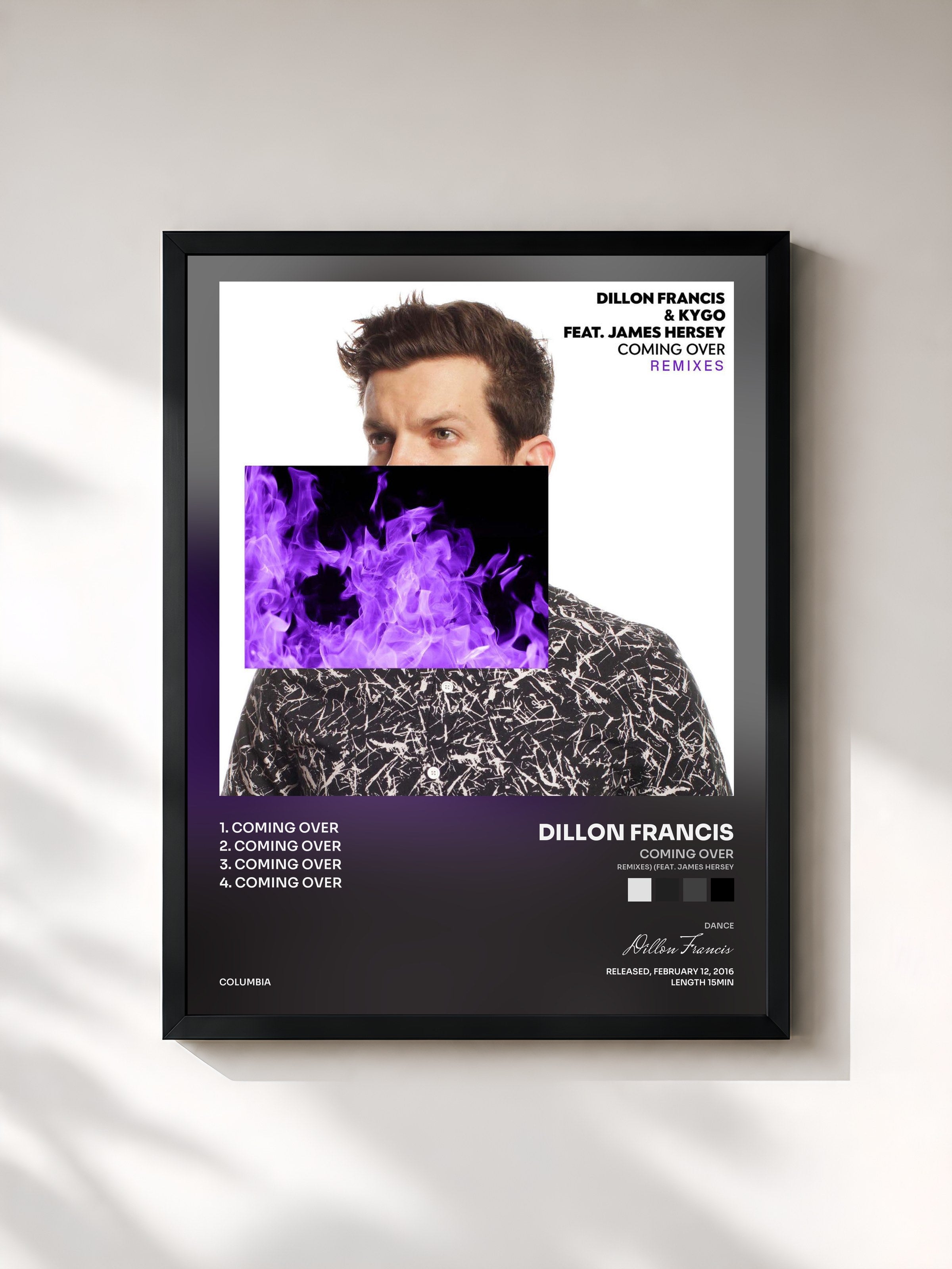 #noir Tableau de l'album Coming Over (Remixes) (feat. James Hersey) de Dillon Francis, cadre noir, imprimé et encadré en France