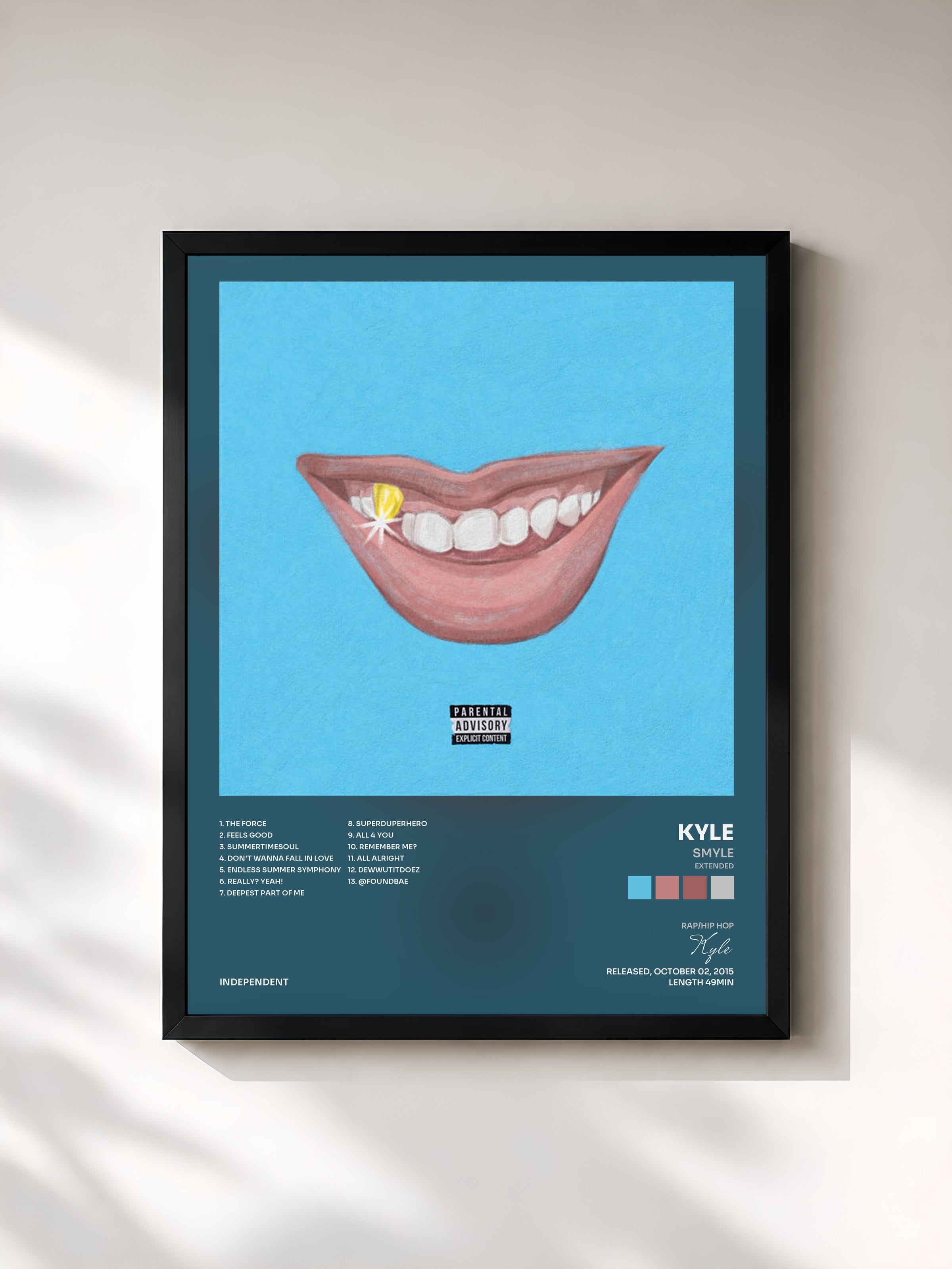 #noir Tableau de l'album Smyle (Extended) de Kyle, cadre noir, imprimé et encadré en France
