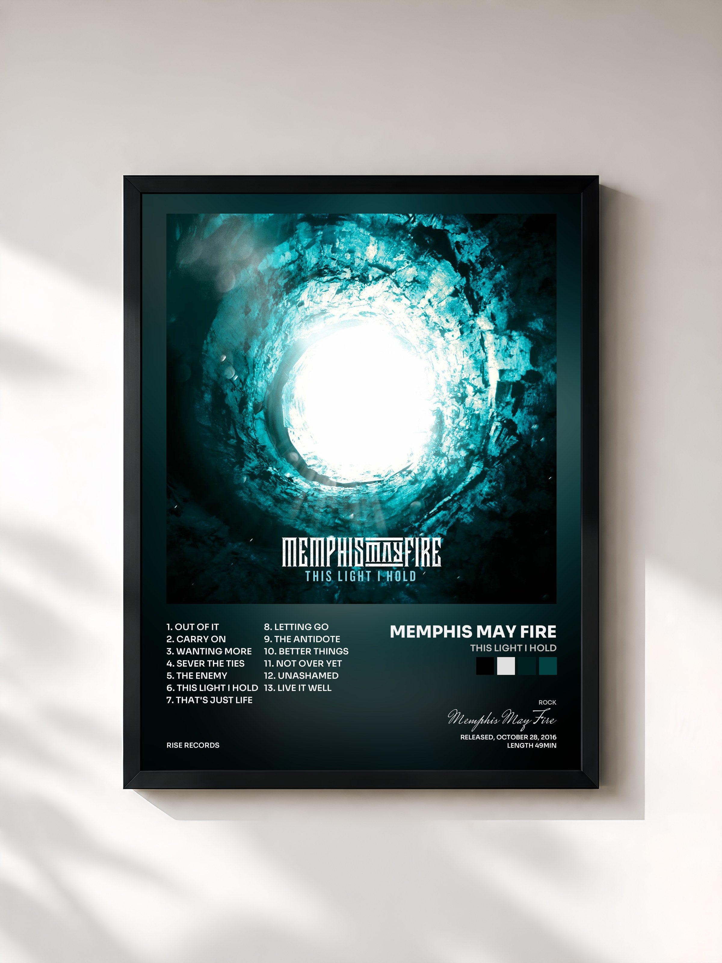 #noir Tableau de l'album This Light I Hold de Memphis May Fire, cadre noir, imprimé et encadré en France