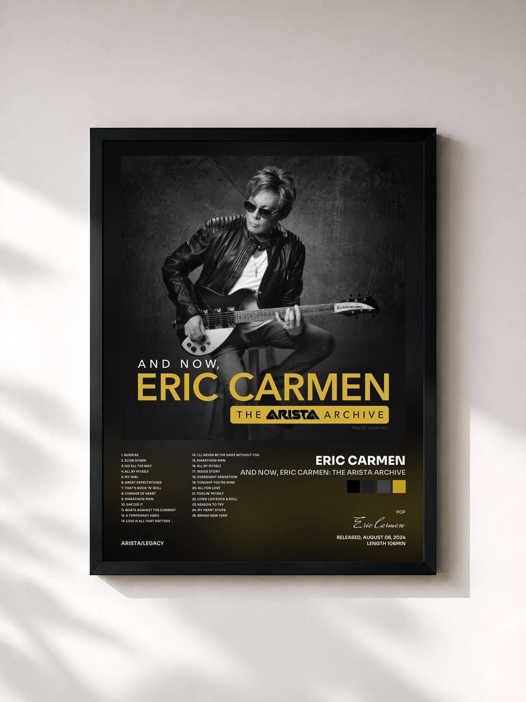 #noir Tableau de l'album And Now, Eric Carmen: The Arista Archive de Eric Carmen, cadre noir, imprimé et encadré en France
