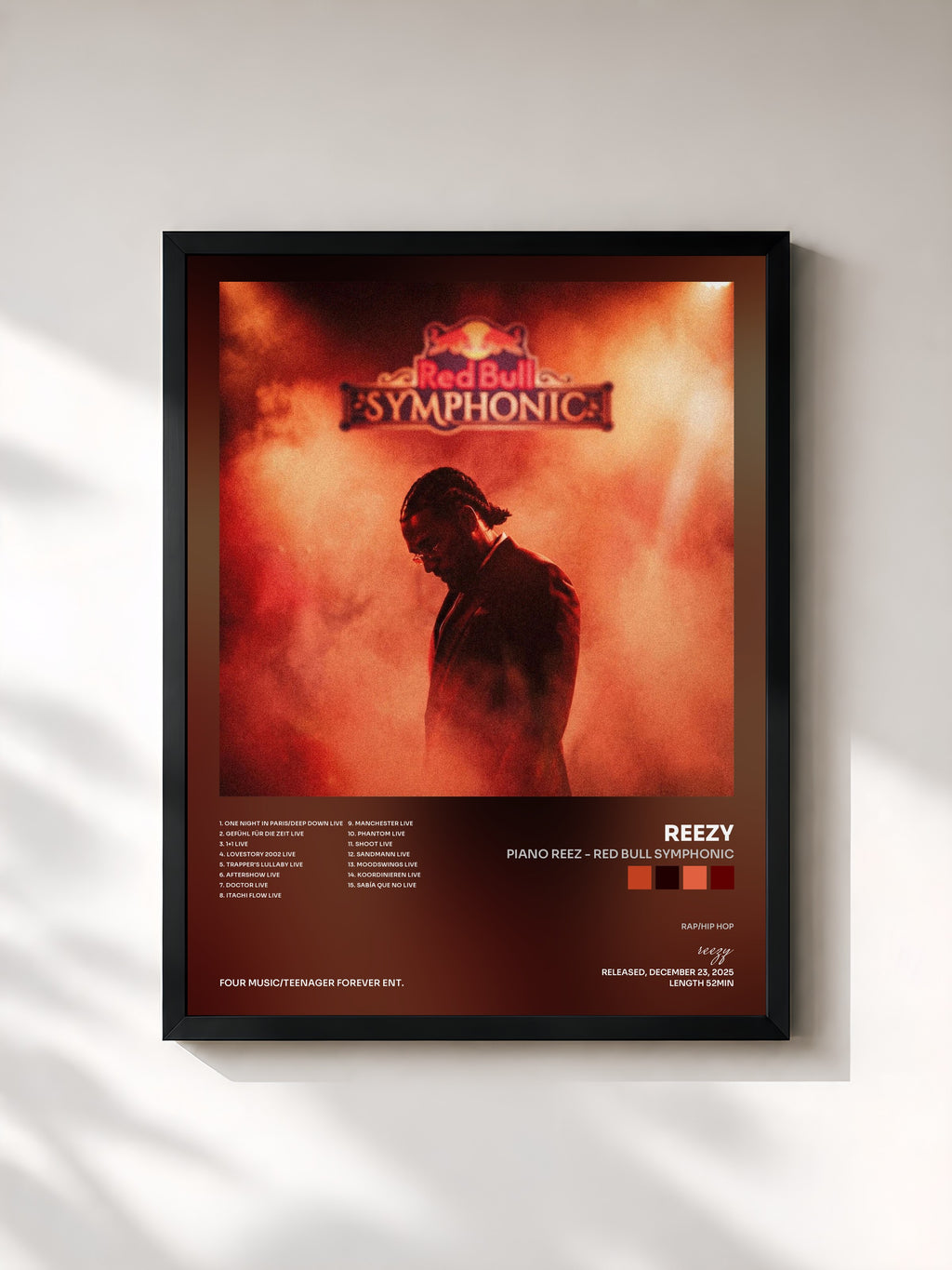 #noir Tableau de l'album PIANO REEZ - RED BULL SYMPHONIC de reezy, cadre noir, imprimé et encadré en France