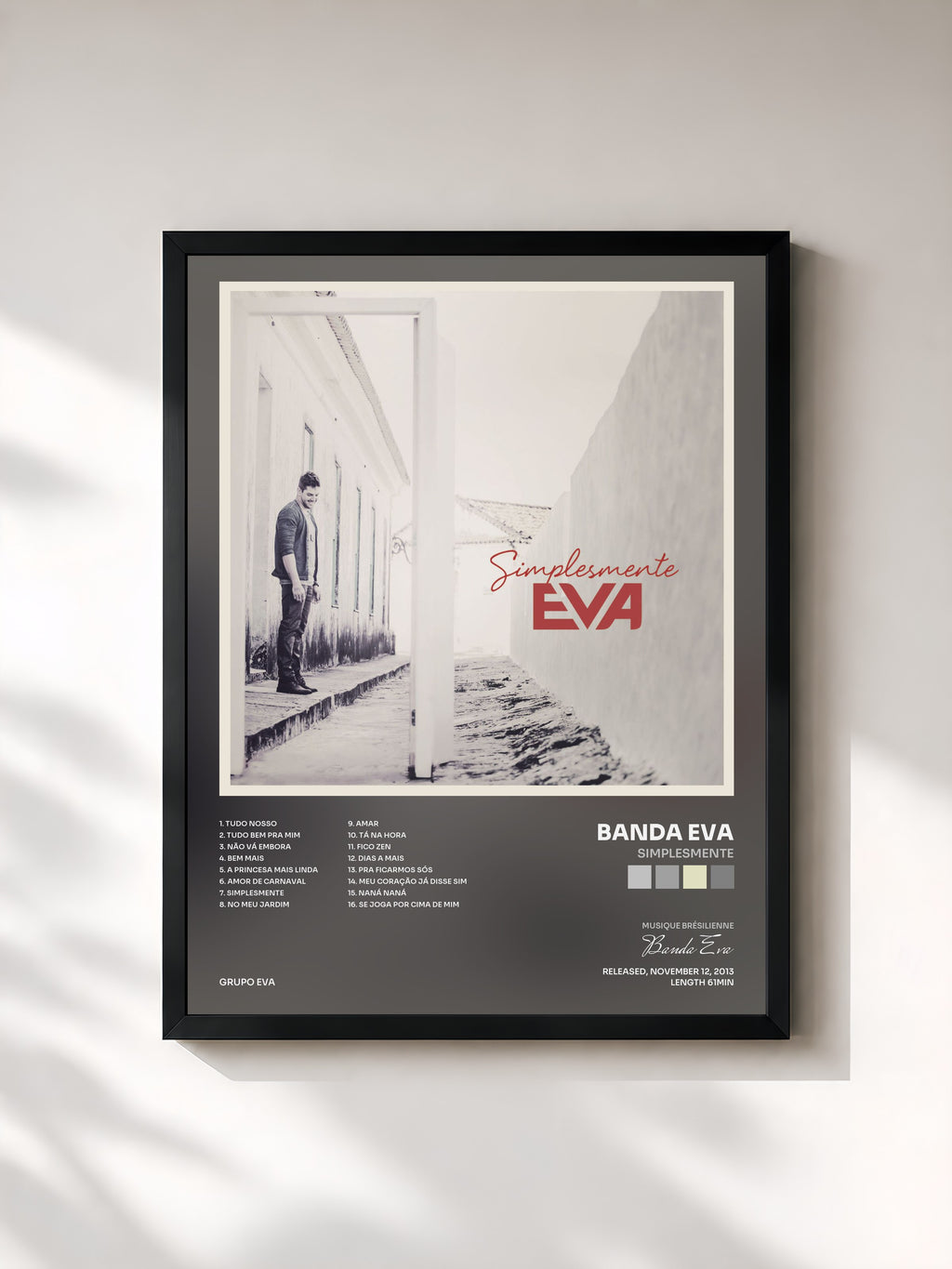 #noir Tableau de l'album Simplesmente de Banda Eva, cadre noir, imprimé et encadré en France