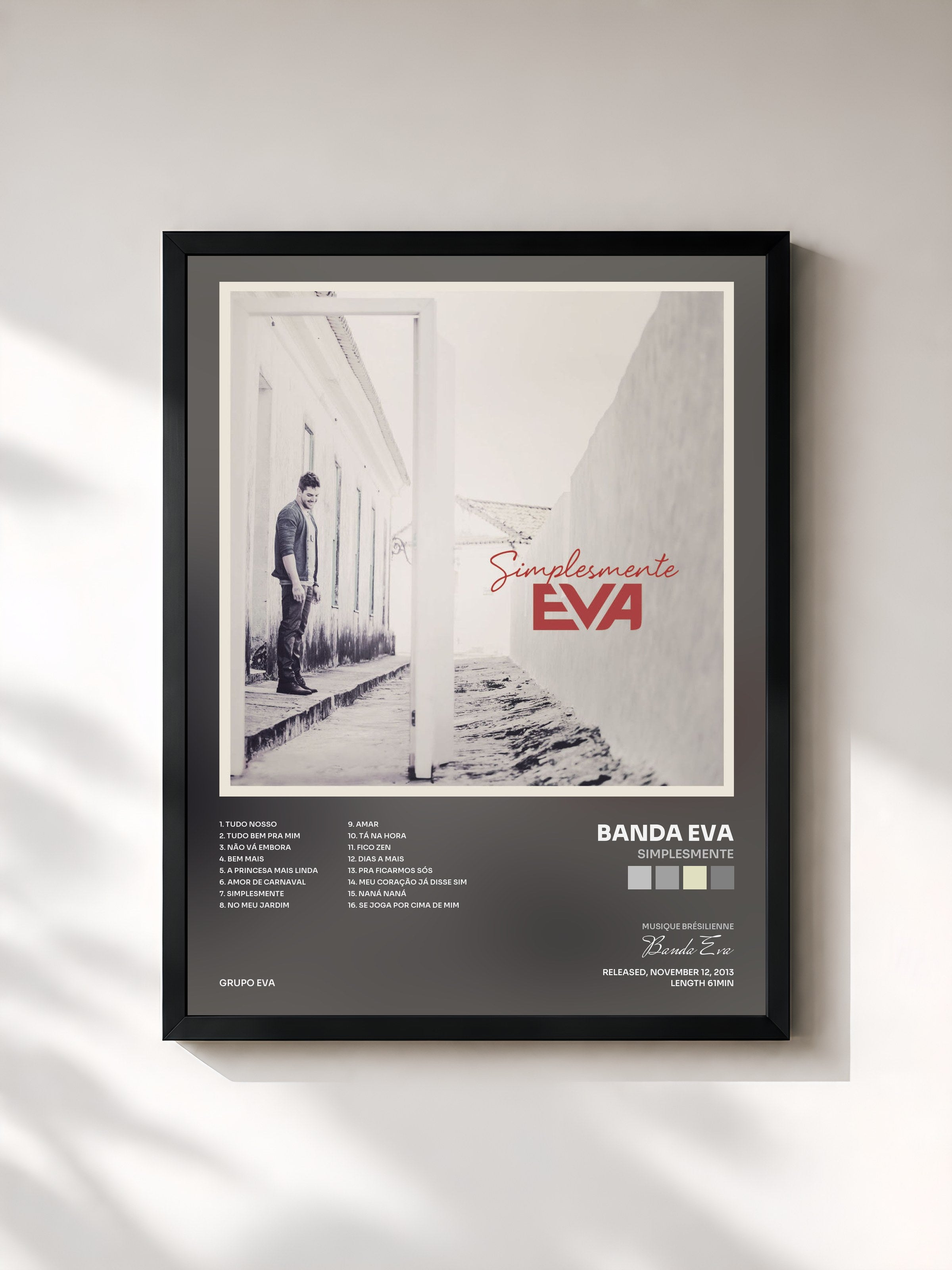 #noir Tableau de l'album Simplesmente de Banda Eva, cadre noir, imprimé et encadré en France