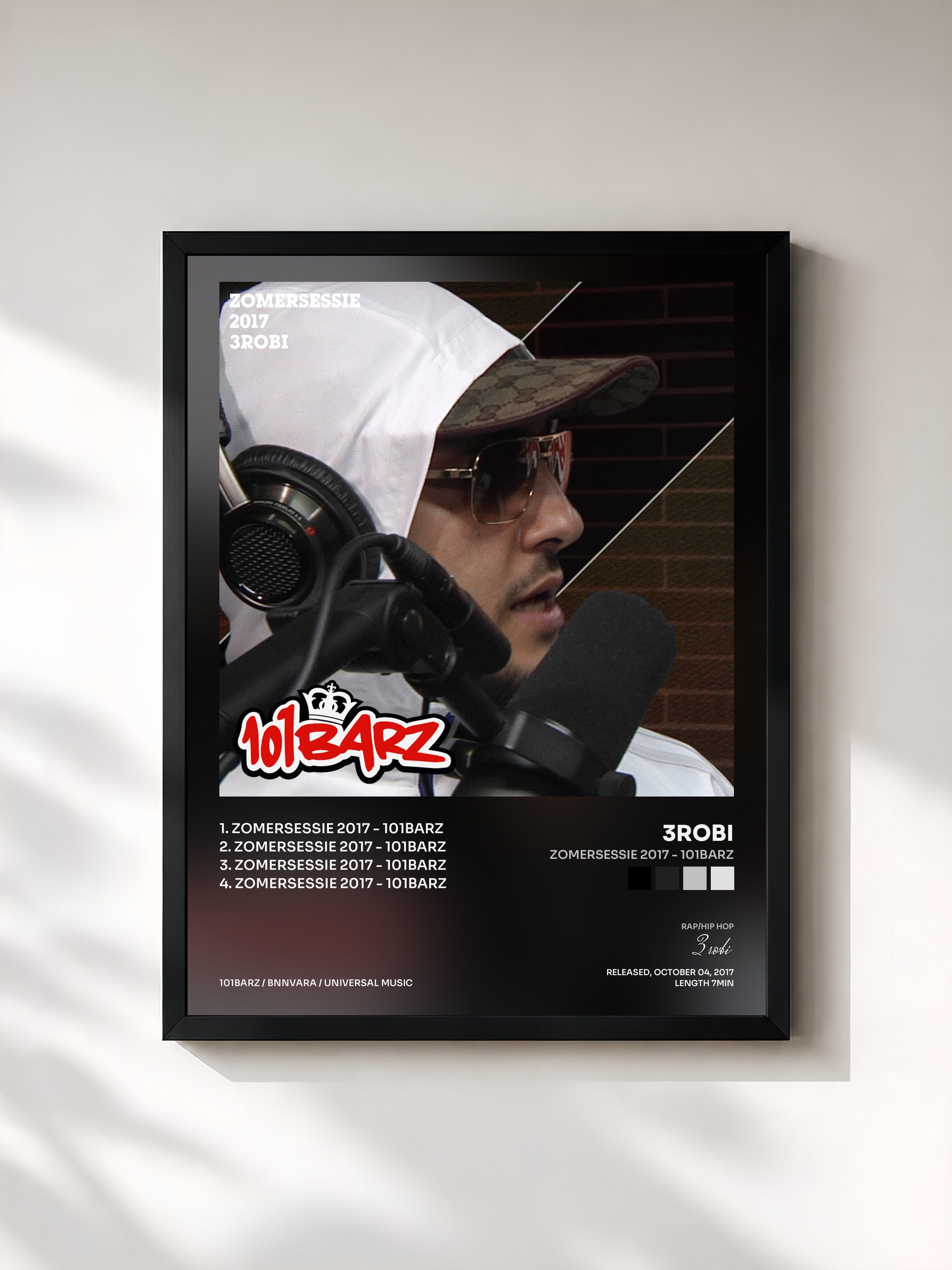 #noir Tableau de l'album Zomersessie 2017 - 101Barz de 3robi, cadre noir, imprimé et encadré en France