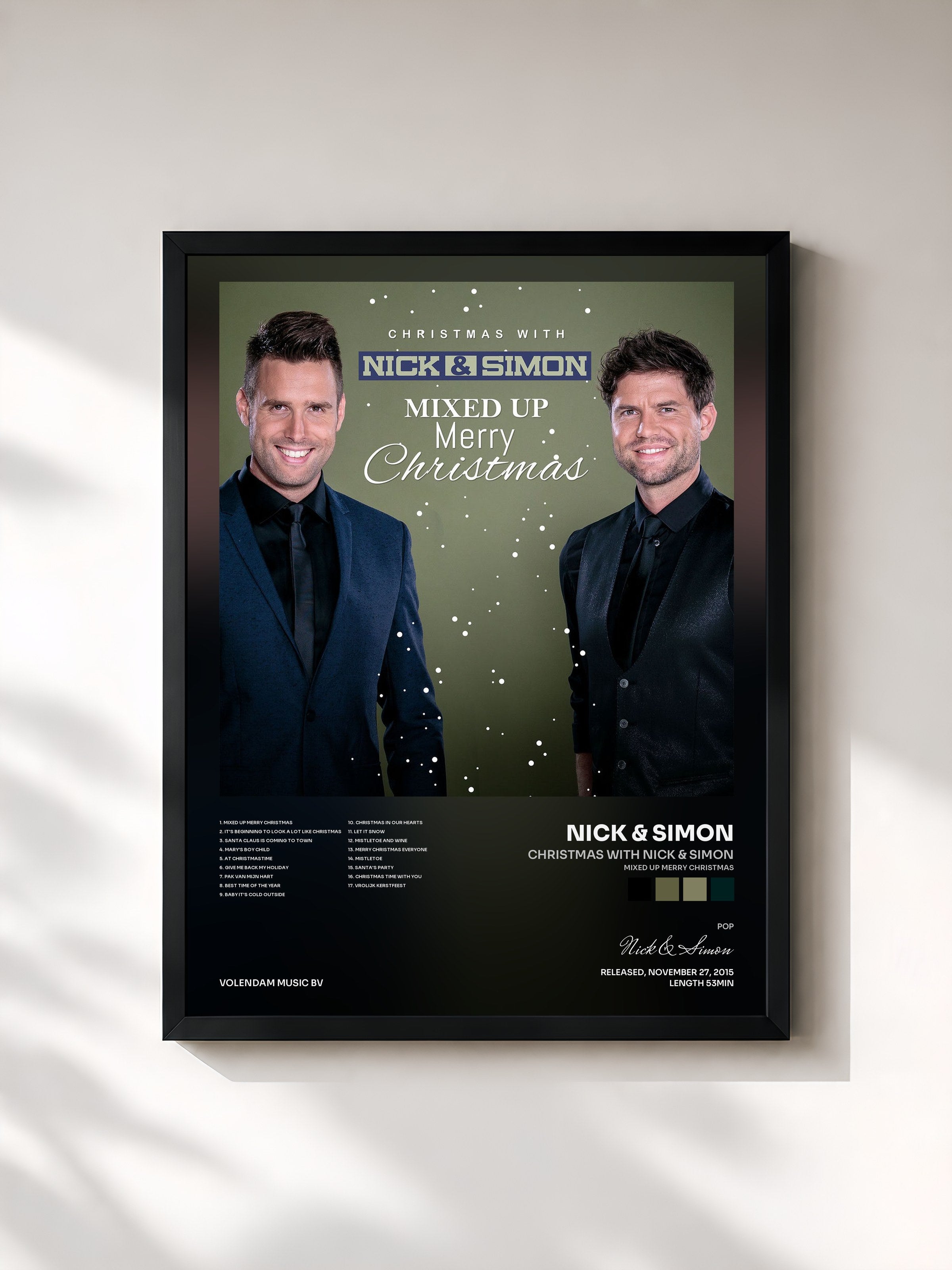 #noir Tableau de l'album Christmas With Nick & Simon (Mixed Up Merry Christmas) de Nick & Simon, cadre noir, imprimé et encadré en France