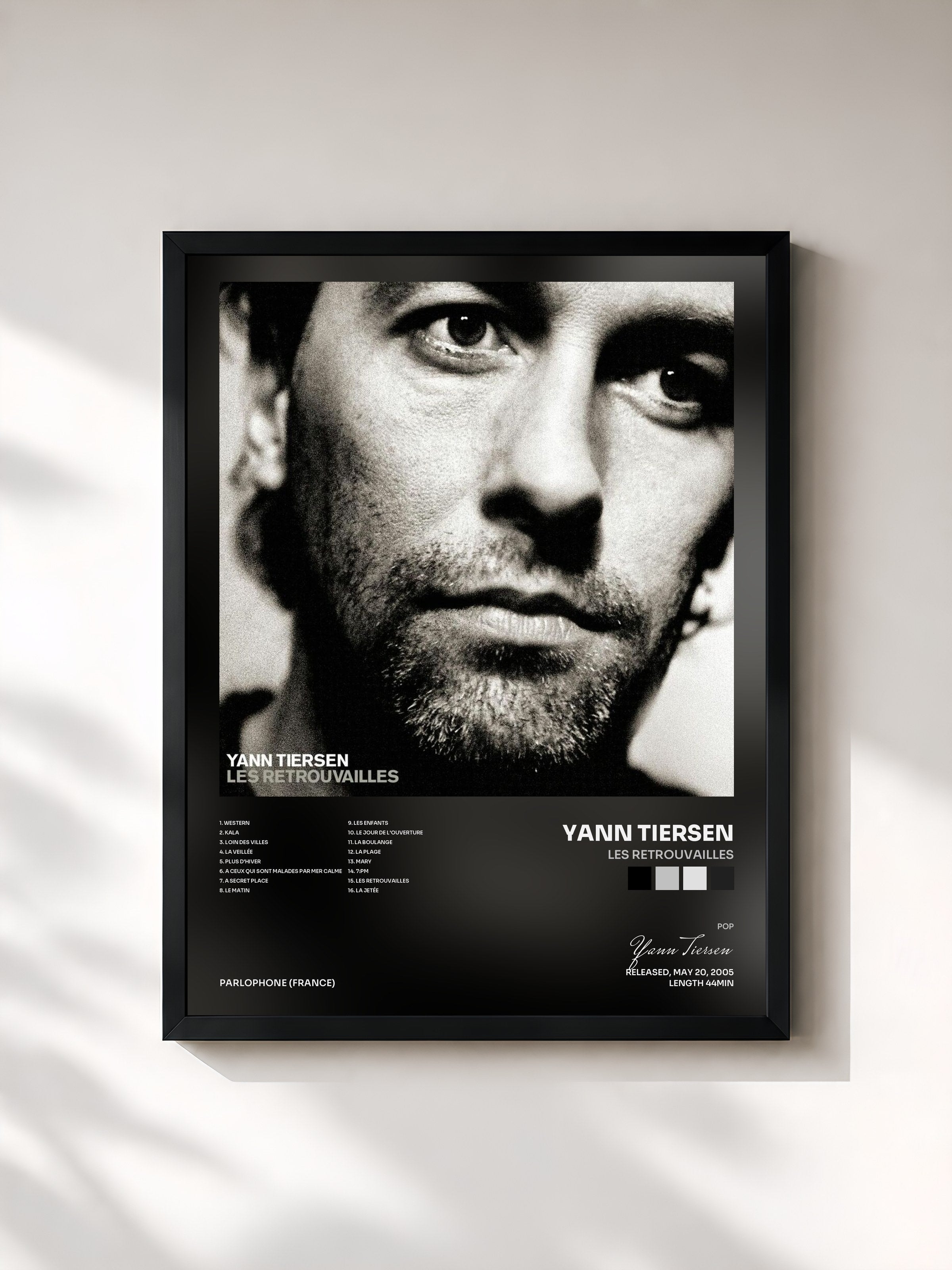 #noir Tableau de l'album Les retrouvailles de Yann Tiersen, cadre noir, imprimé et encadré en France