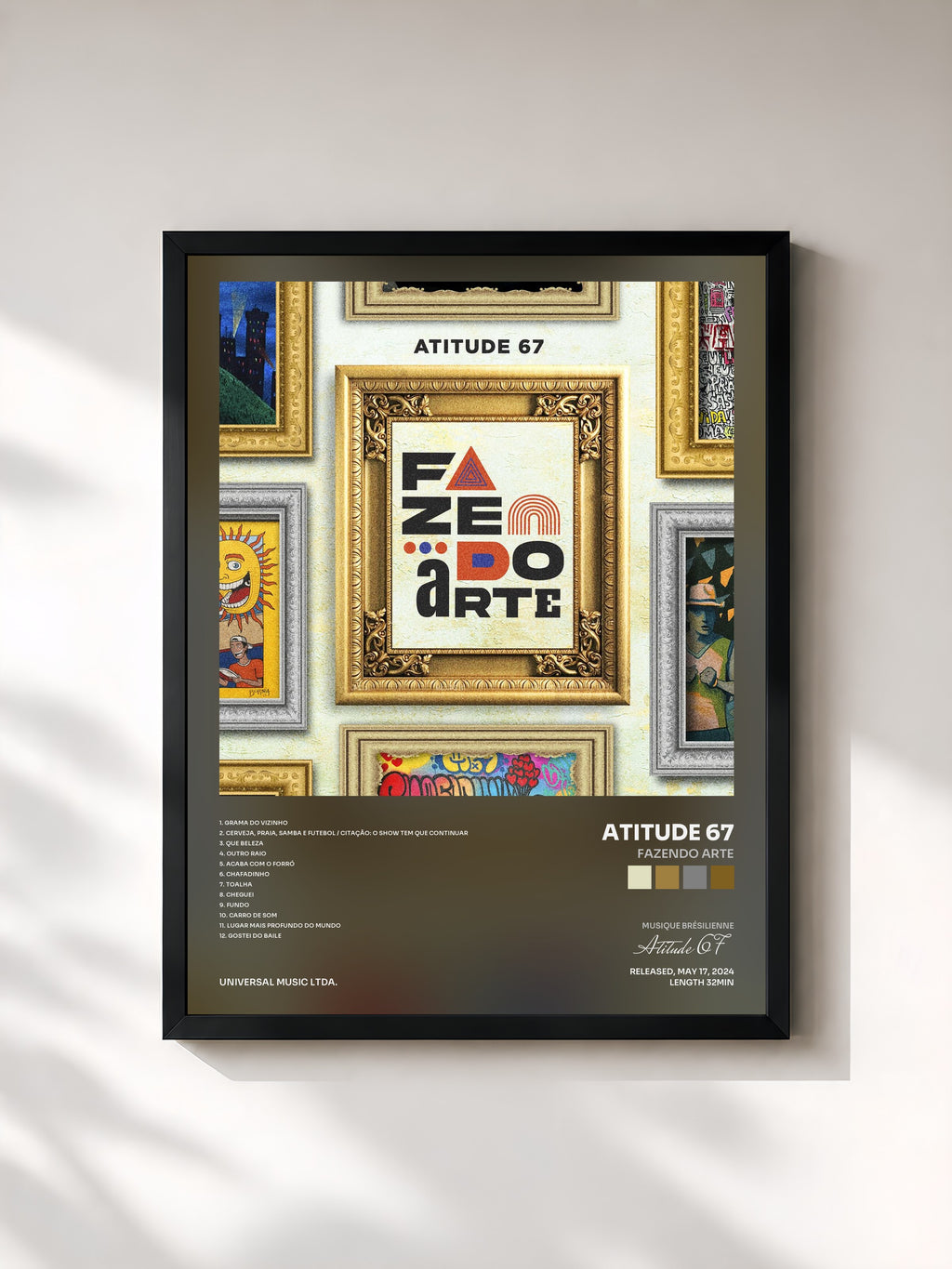 #noir Tableau de l'album Fazendo Arte de Atitude 67, cadre noir, imprimé et encadré en France
