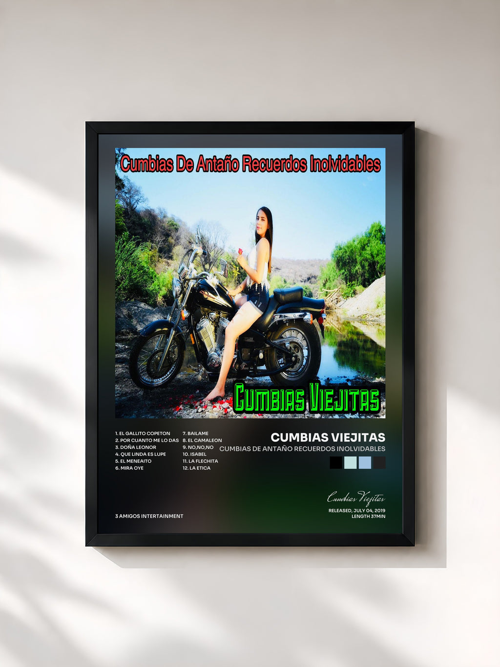 #noir Cumbias De Antaño Recuerdos Inolvidables von Cumbias Viejitas als gerahmter Kunstdruck, schwarzer Rahmen, gedruckt und gerahmt in Frankreich